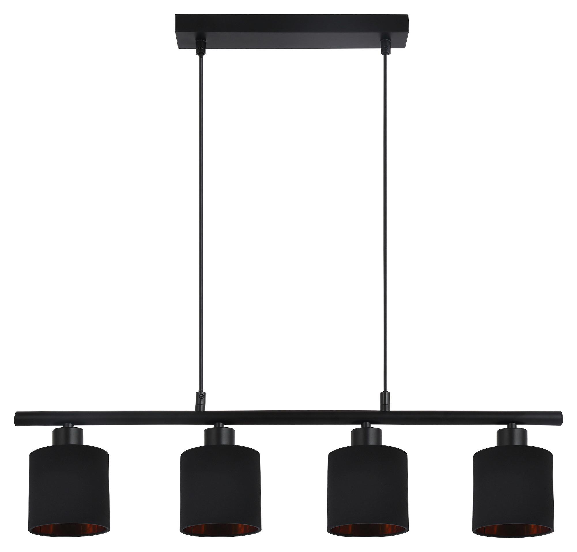 Hängeleuchte Goldi max. 15 Watt - Goldfarben/Schwarz, MODERN, Textil/Metall (70/10/120cm) - Mömax