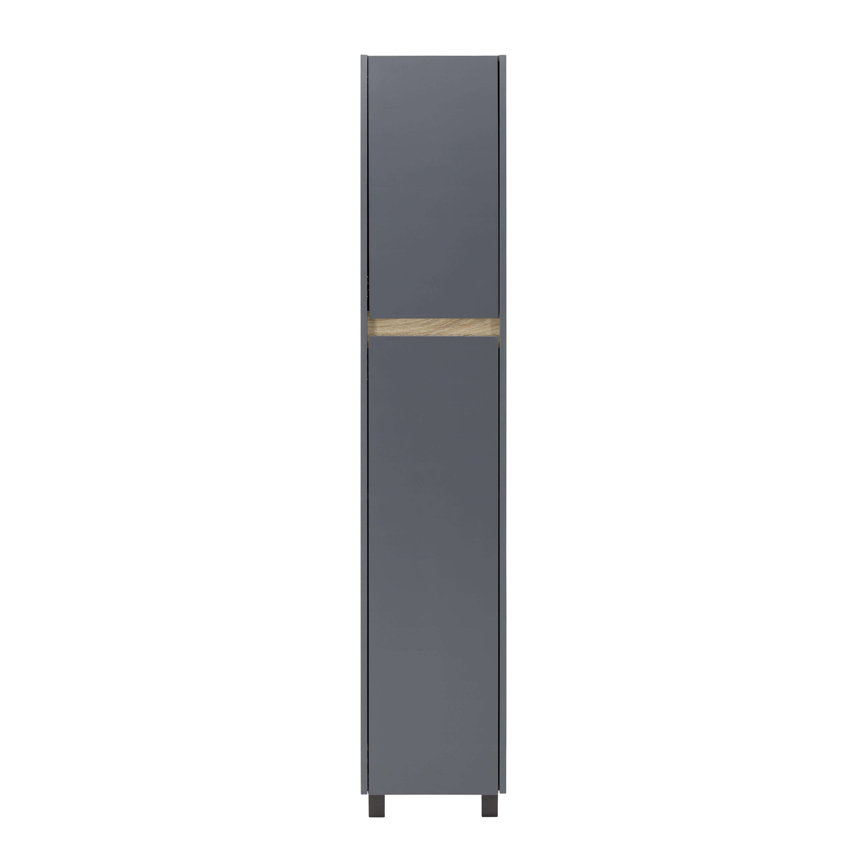 Hochschrank "Massimo", dunkelgrau - Dunkelgrau/Silberfarben, MODERN, Kunststoff (33/175/30cm) - Bessagi Home