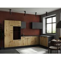 Kotna Kuhinja Brez Aparatov Oliver, 340x172cm - siva/črna, Design, kovina/leseni material (340/172cm) - Respekta