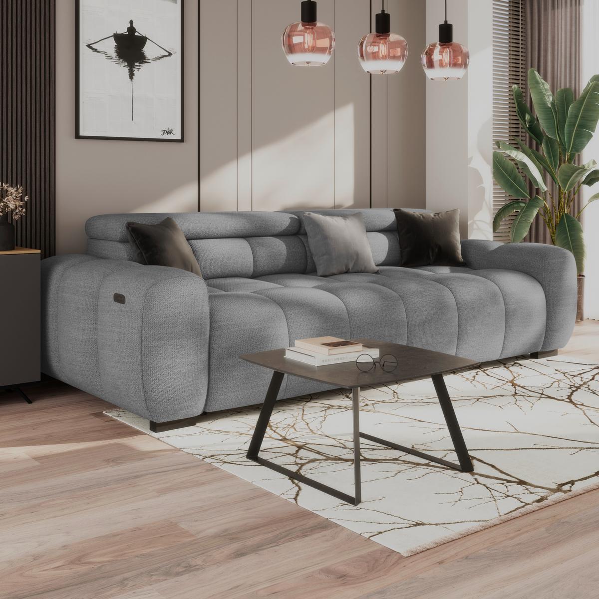 Velika Sofa Bull - siva/crna, Trend, tekstil/plastika (248/77-97/108cm) - Luca Bessoni