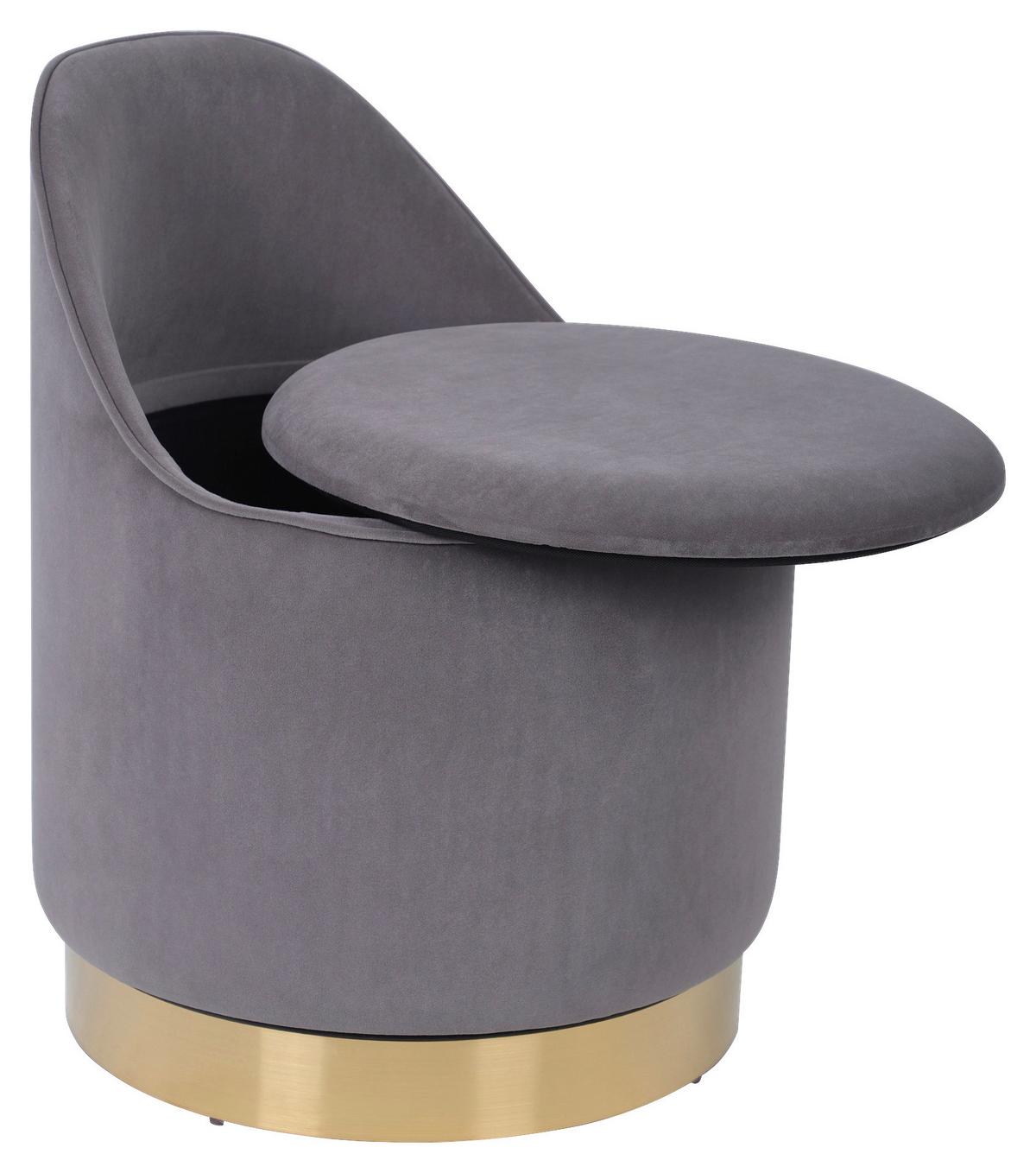 DREHHOCKER VIKTOR 125 - Goldfarben/Grau, Design, Textil/Metall (52/68cm) - Kayoom