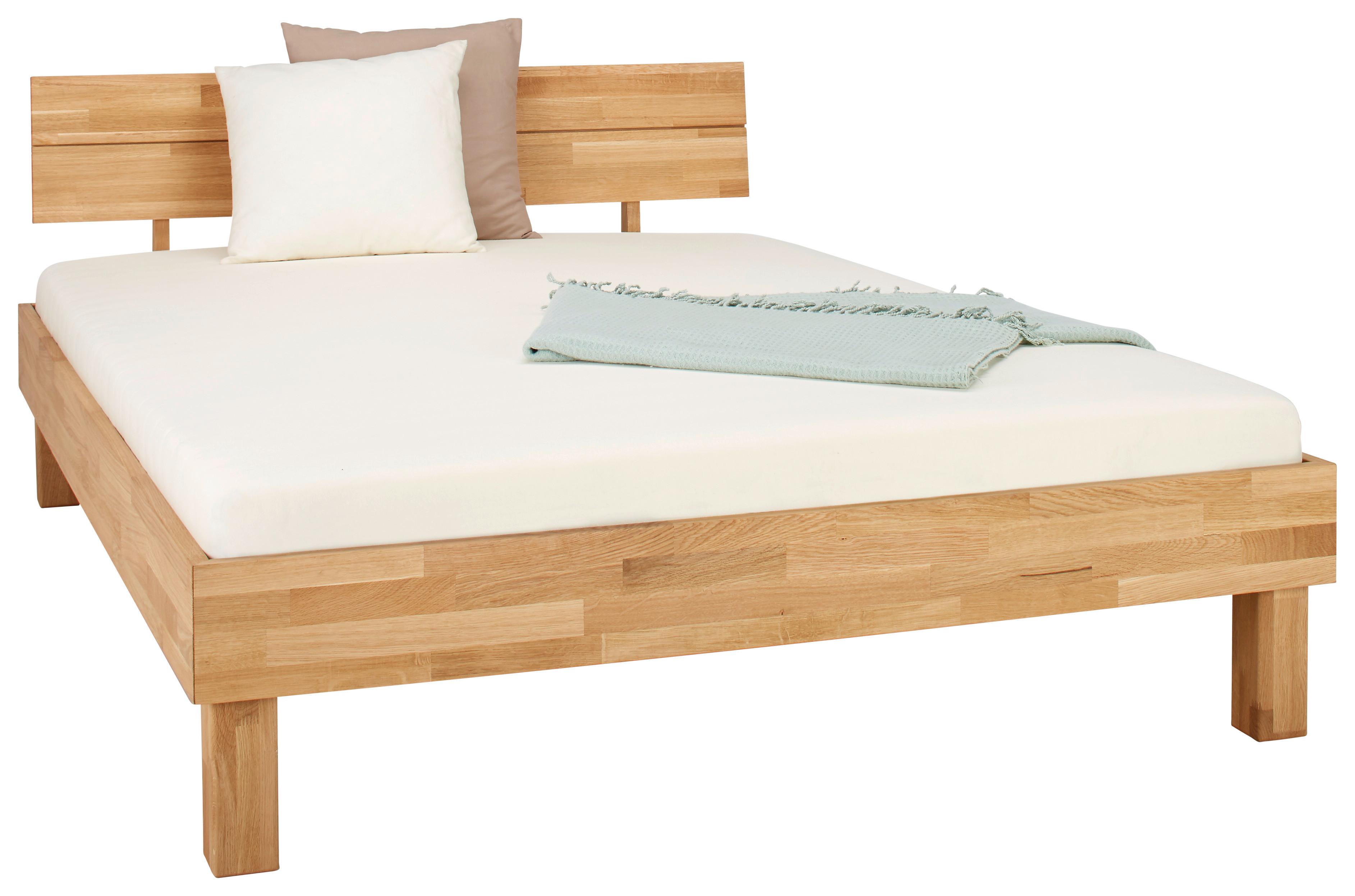 Bett aus Eiche massiv ca. 140x200cm - Eichefarben, Konventionell, Holz (140/200cm) - Zandiara