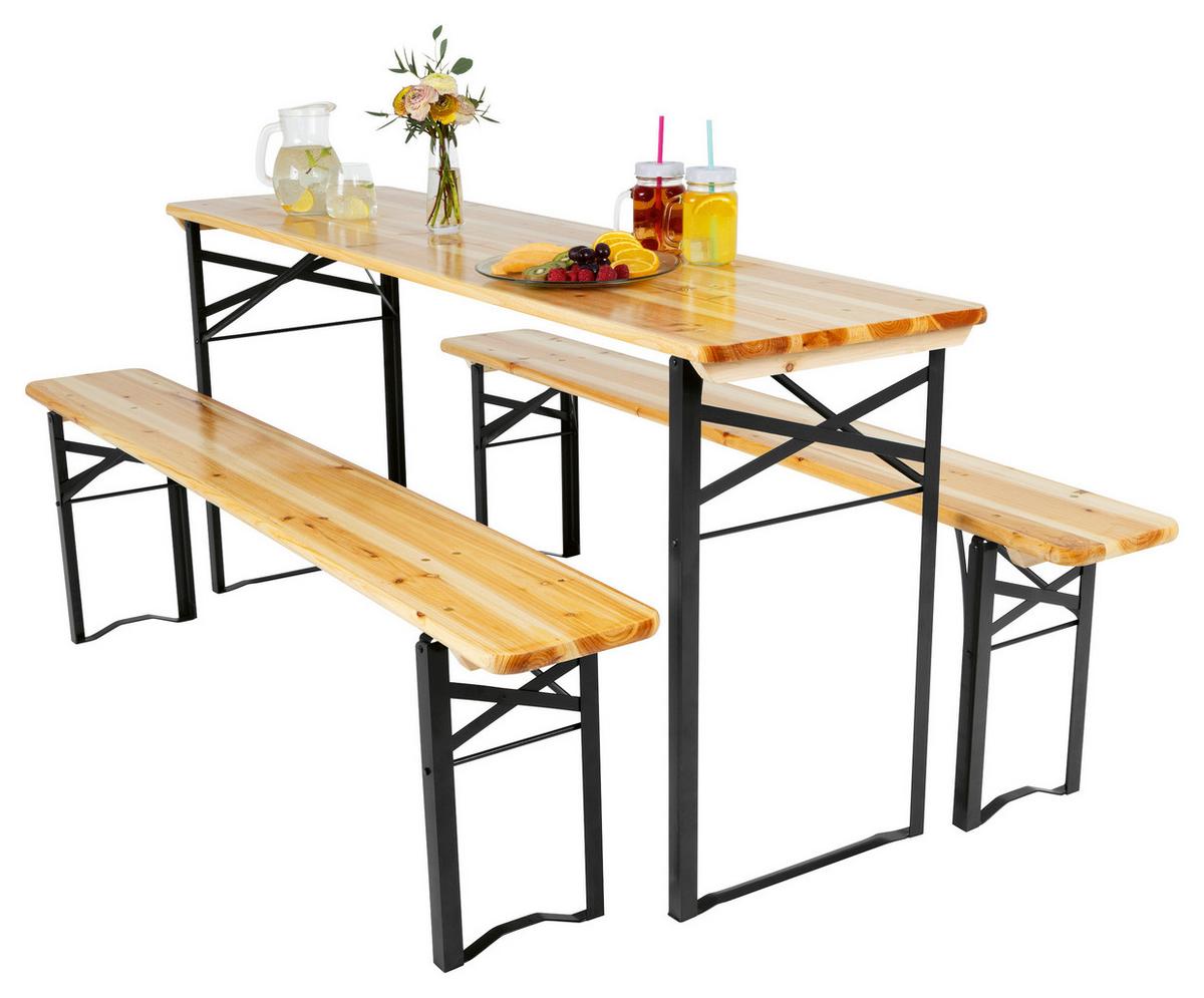 Biertisch Holz klappbar - Fichtefarben/Grün, Basics, Holz/Metall (220/78/50cm) - Gardenson