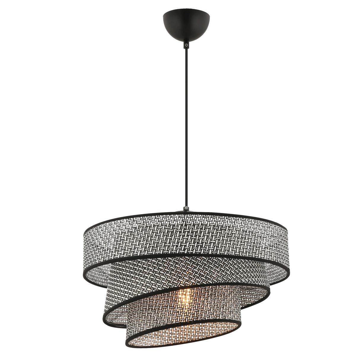 LAMPA WISZĄCA COUPER HAZERAN - GREY, BLACK - czarny/szary, Design, metal/tkanina (40/72cm) - P & B