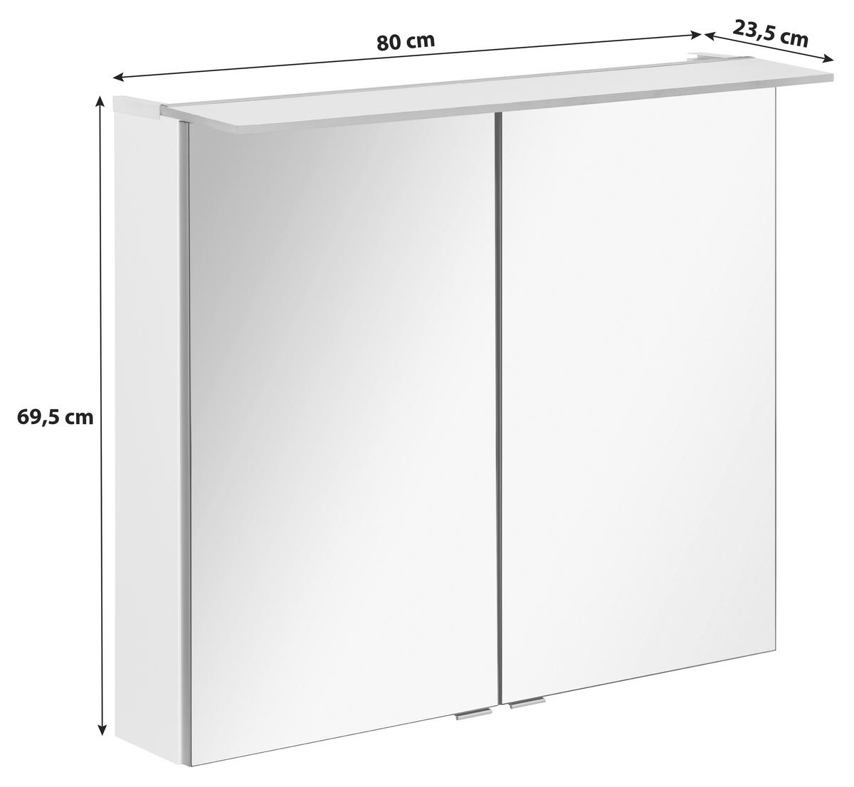 Spiegelschrank B.Perfekt mit LED 2-türig Eichefarben - Silberfarben, MODERN, Glas/Holzwerkstoff (80/69,5/23,5cm) - MID.YOU