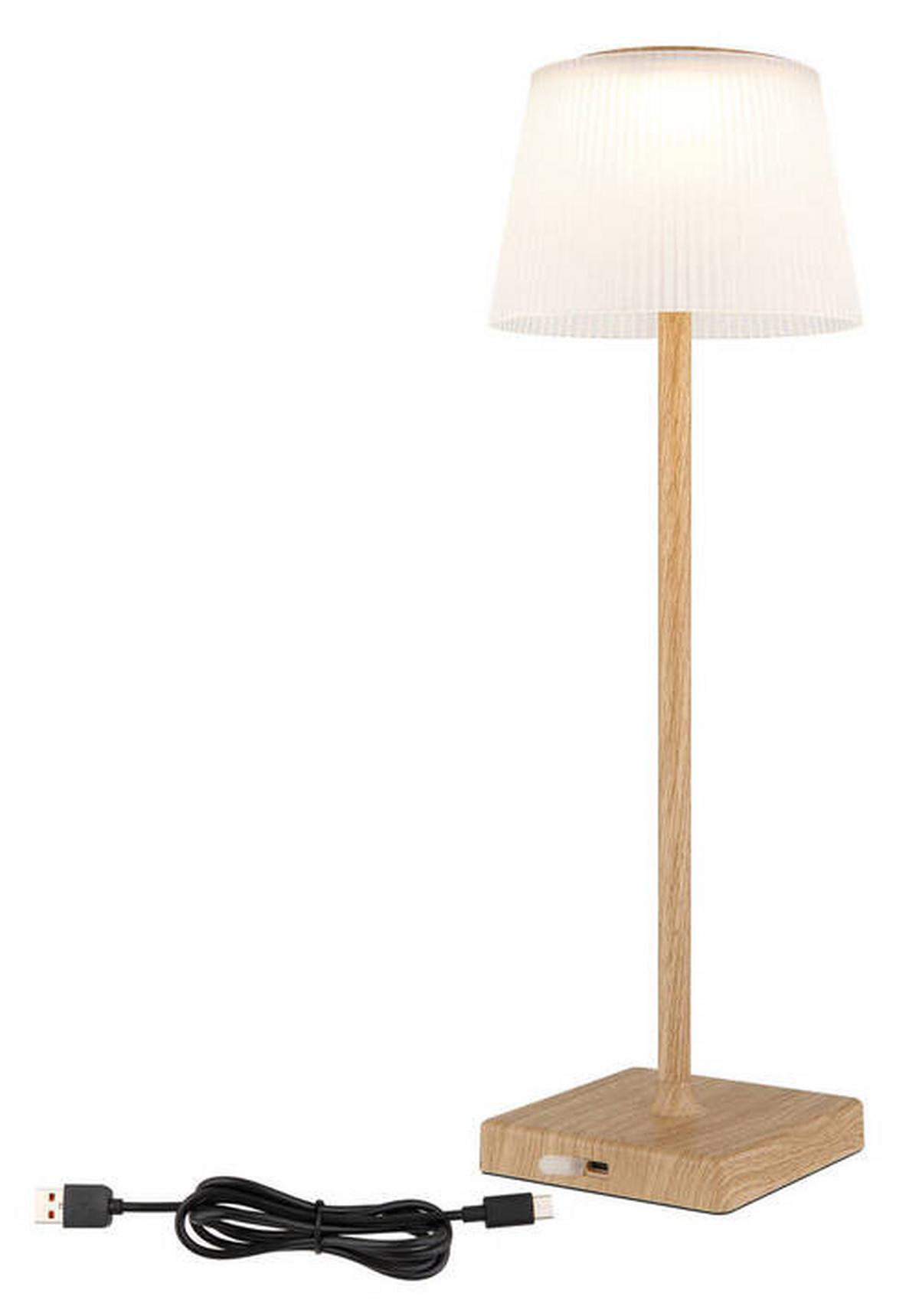 Akku-Tischleuchte Gregoir Braun/Weiß max. 4 Watt - Braun, Natur, Kunststoff/Metall (13/38cm) - Globo