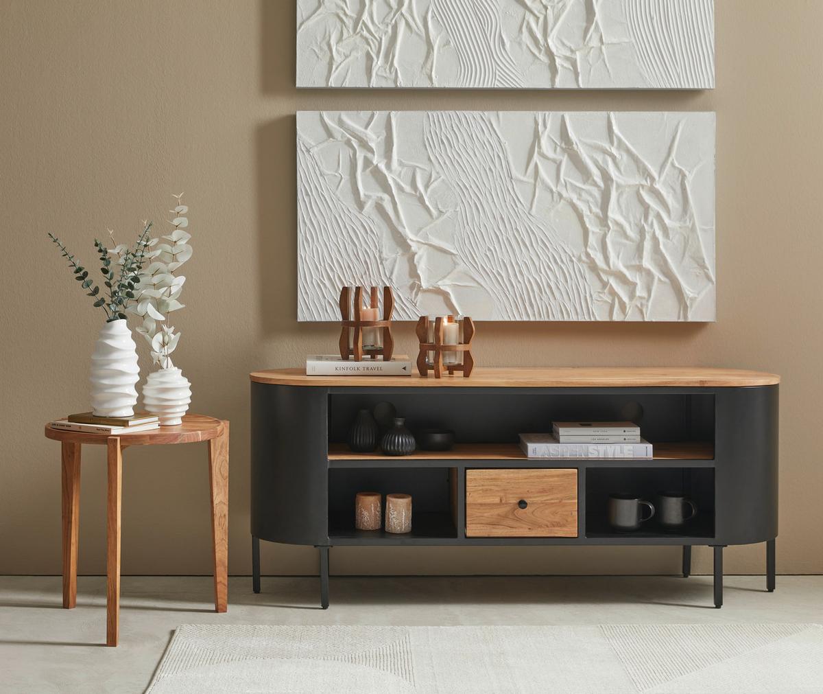 OBRAZ OLEJNY H1HCA211556A - biały/szary, Basics, tworzywo sztuczne/drewno (60/120cm) - Monee