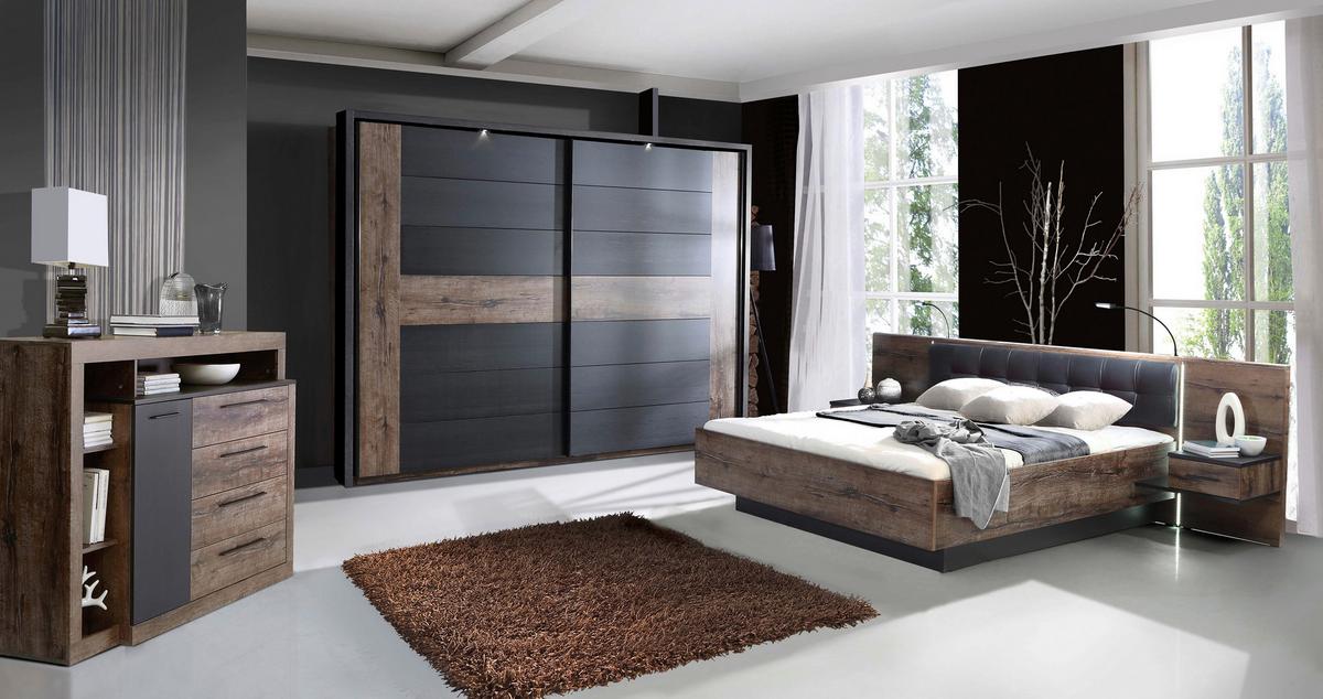Dulap de haine Bellevue - culoare lemn stejar/negru, Lifestyle, plastic/metal (270/210/61cm)