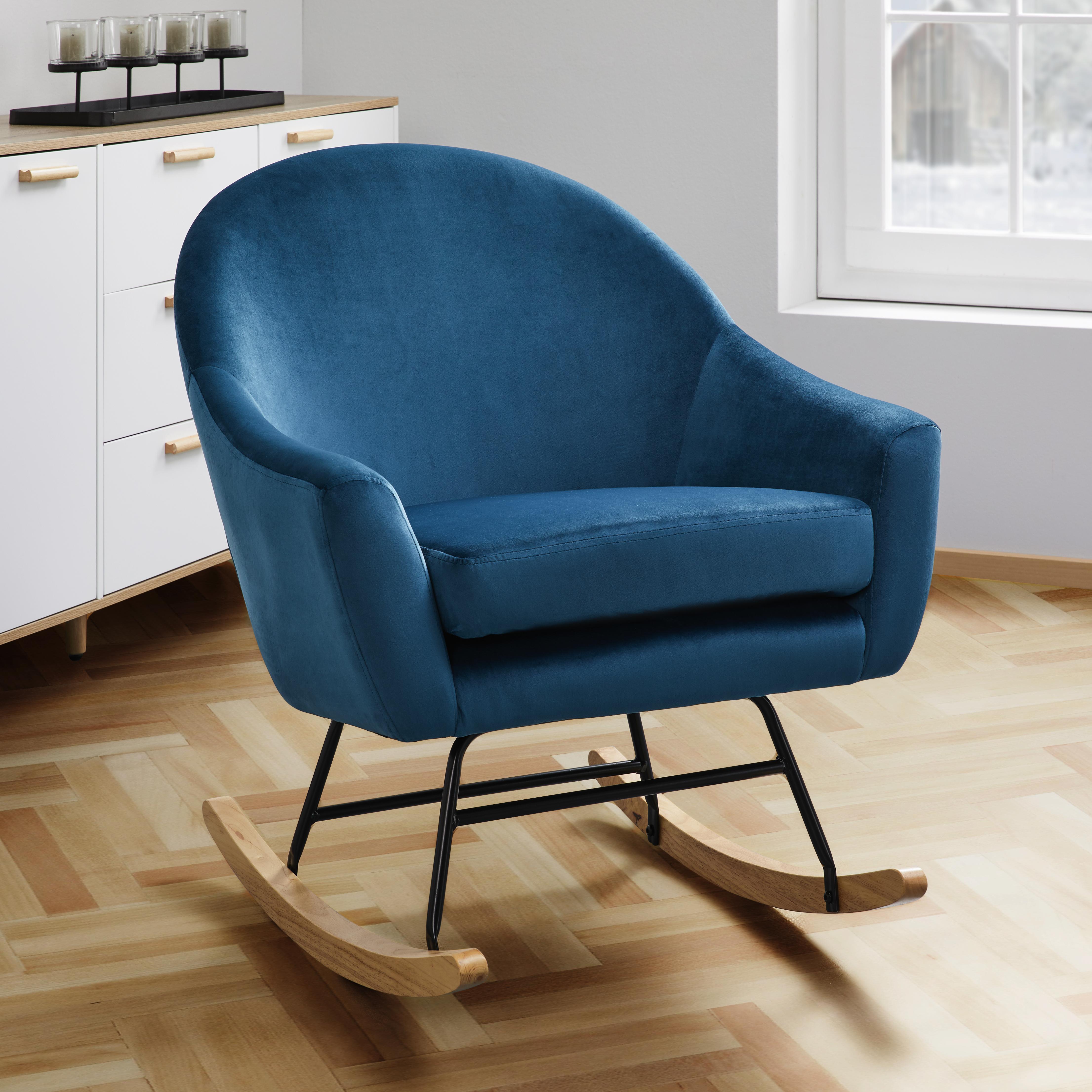 Schaukelstuhl in Petrol 'Sophie' - Petrol, MODERN, Holz/Textil (74/87/91,5cm) - Bessagi Home