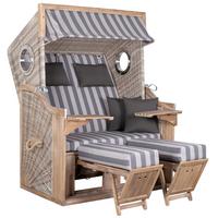 Strandkorb Trendy Pure Akazie/Weißgrau - Grauweiß/Weiß, KONVENTIONELL, Holz (130/165/80cm)