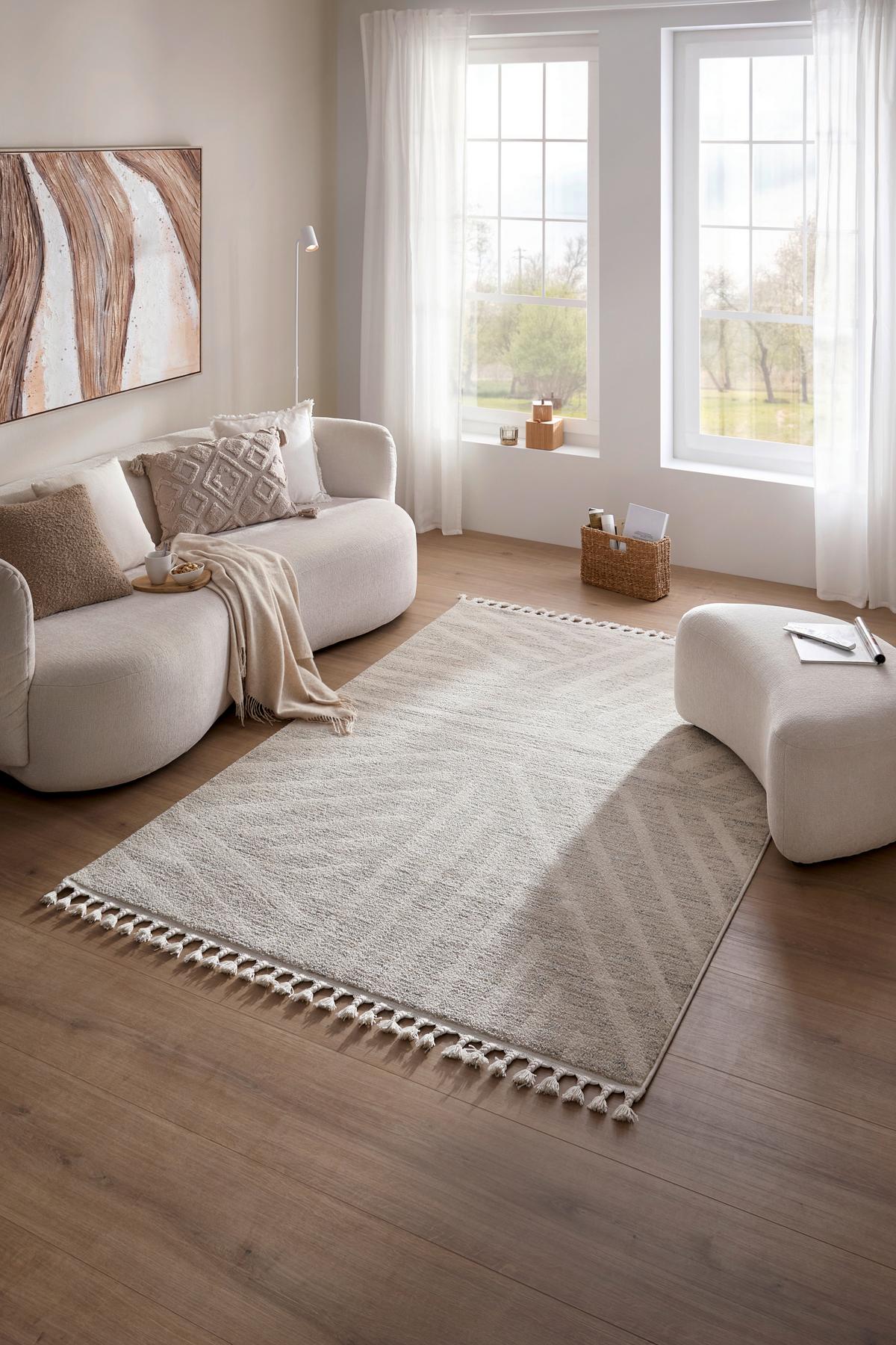 Webteppich Kel Air 3 Naturfarben ca. 160x230cm - Perlmutt/Alabasterfarben, MODERN, Textil (160/230cm) - Mömax