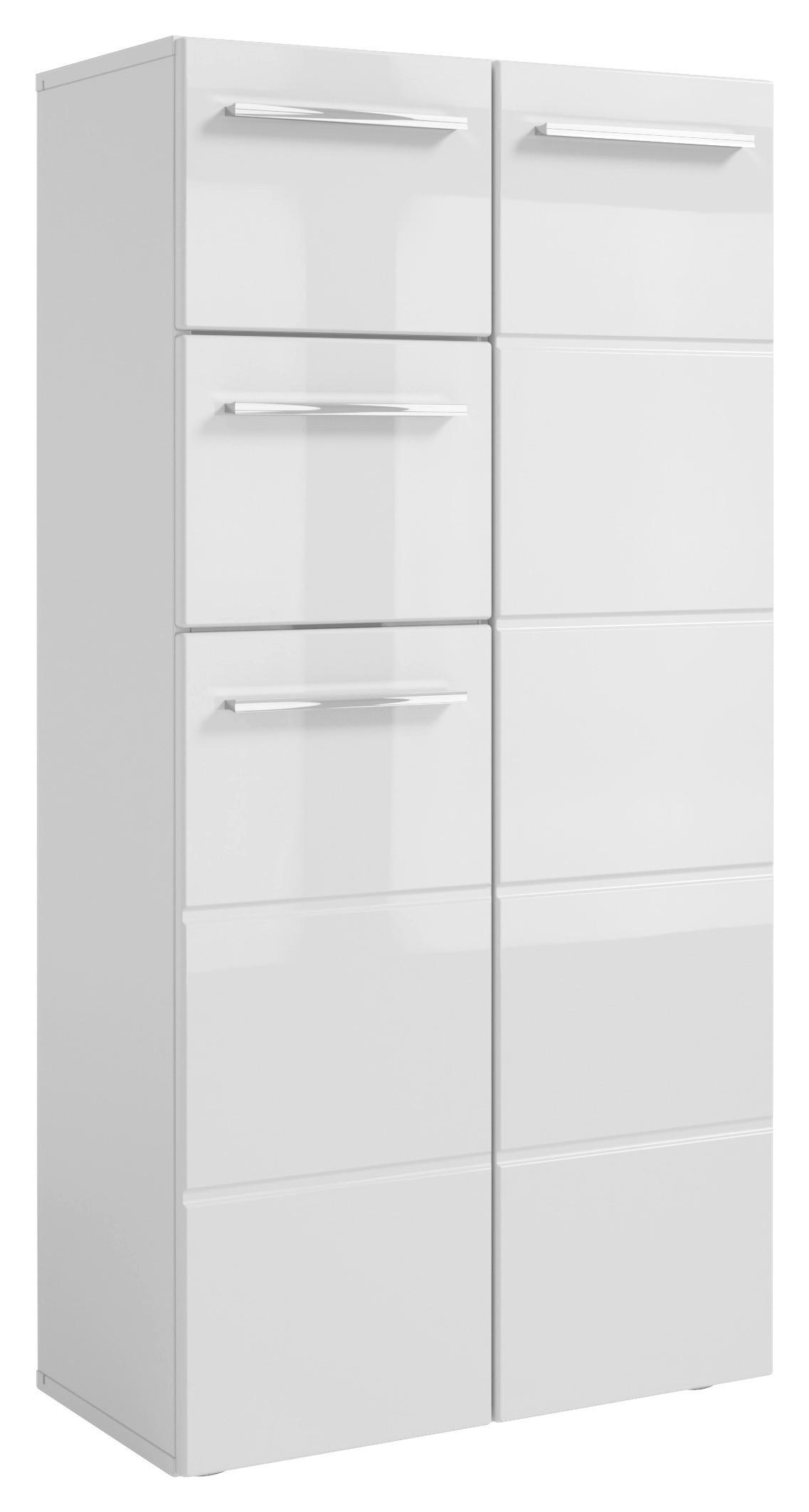 SZAFKA ŚREDNIA MANDY - biały wysoki połysk/biały, Modern, materiał drewnopochodny/tworzywo sztuczne (60/121/31cm) - MID.YOU