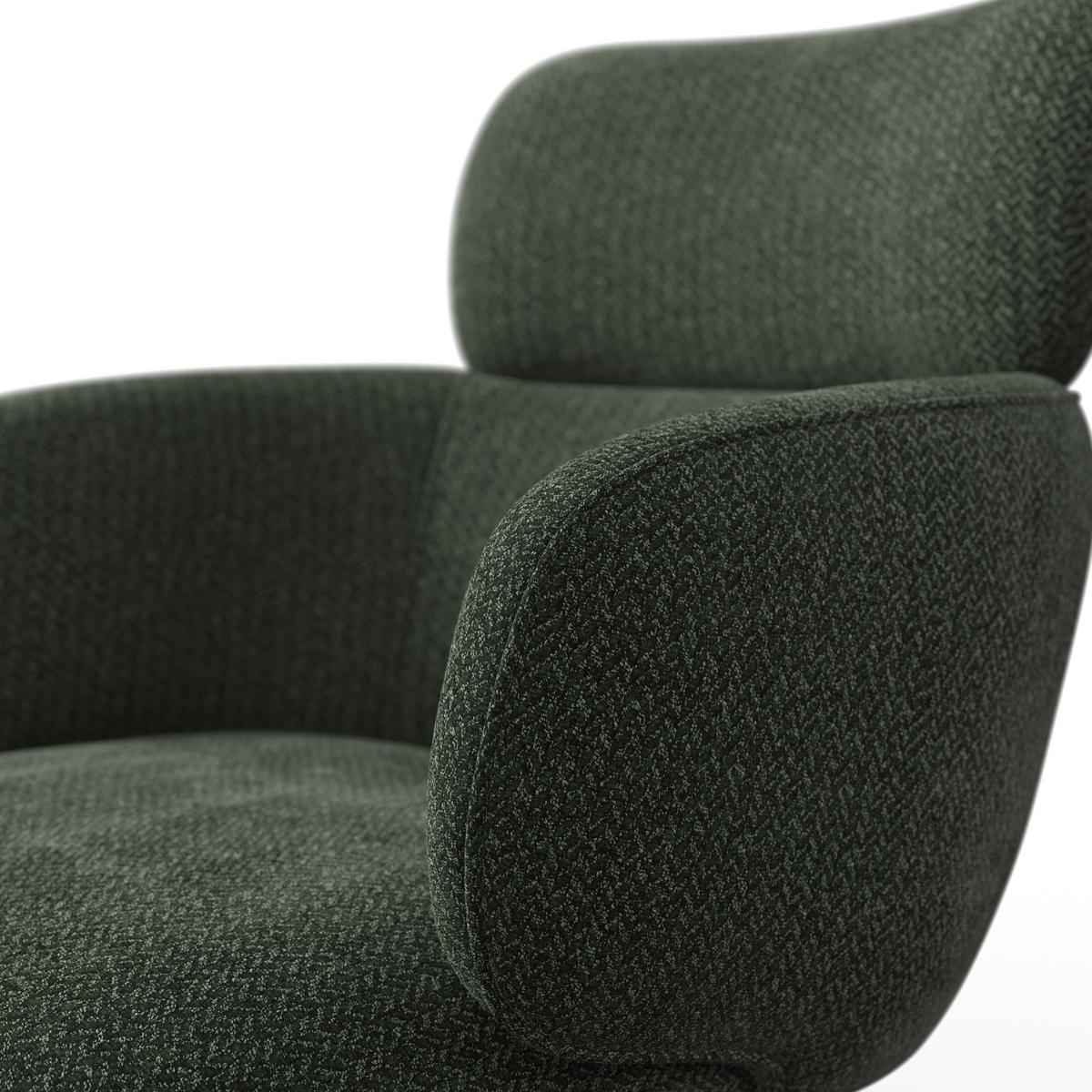 Armlehnstuhl Liora Grün Webstoff Drehbar Gepolstert - Schwarz/Grün, MODERN, Textil/Metall (57,5/84/61cm) - Bessagi Home