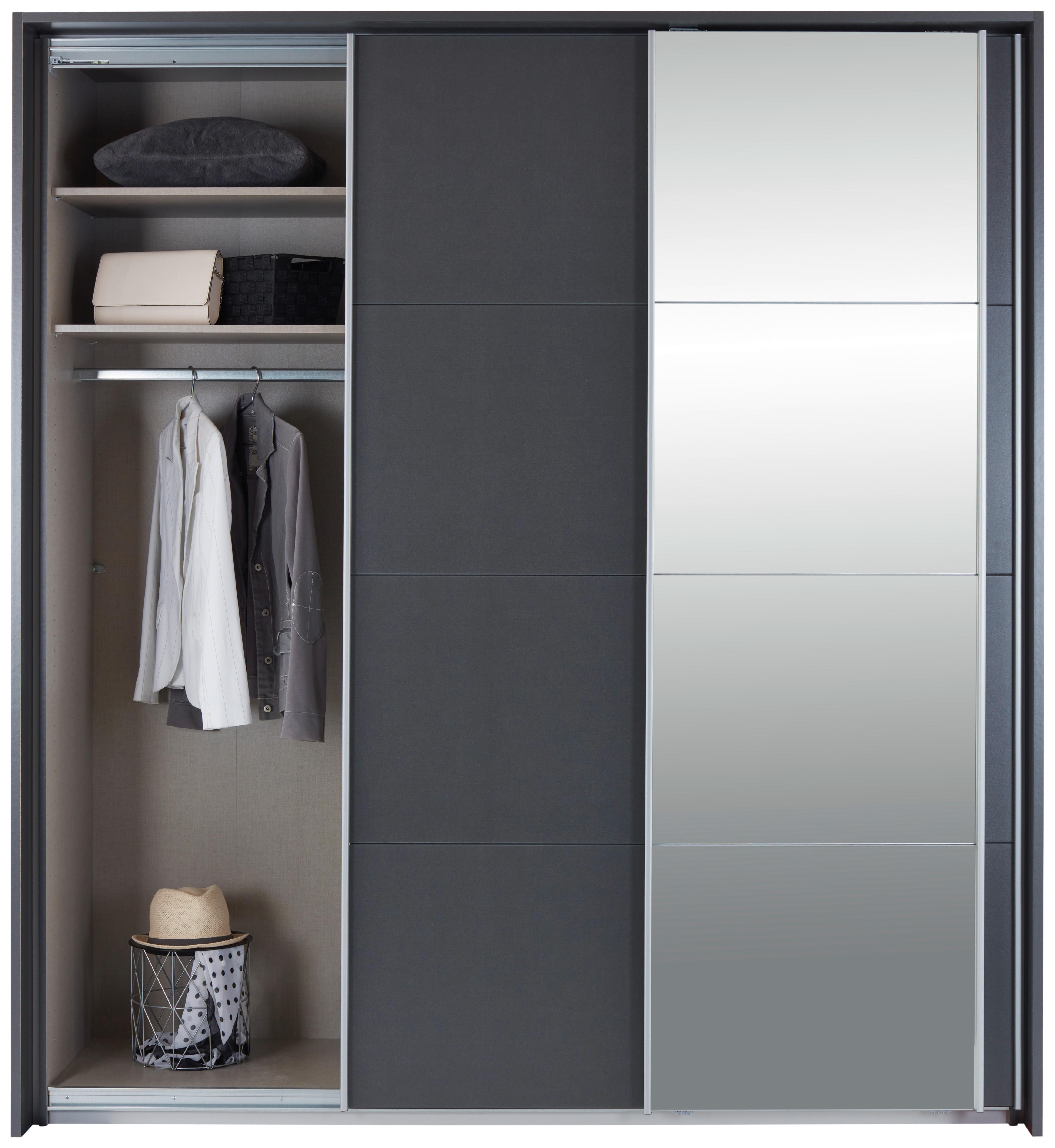 Dulap cu uși culisante MIAMI - gri, Modern, material pe bază de lemn (203/229/62cm)