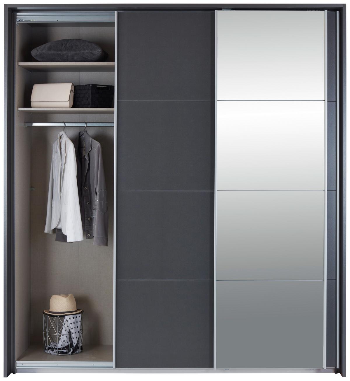 Dulap cu uși culisante MIAMI - gri, Modern, material pe bază de lemn (203/229/62cm)