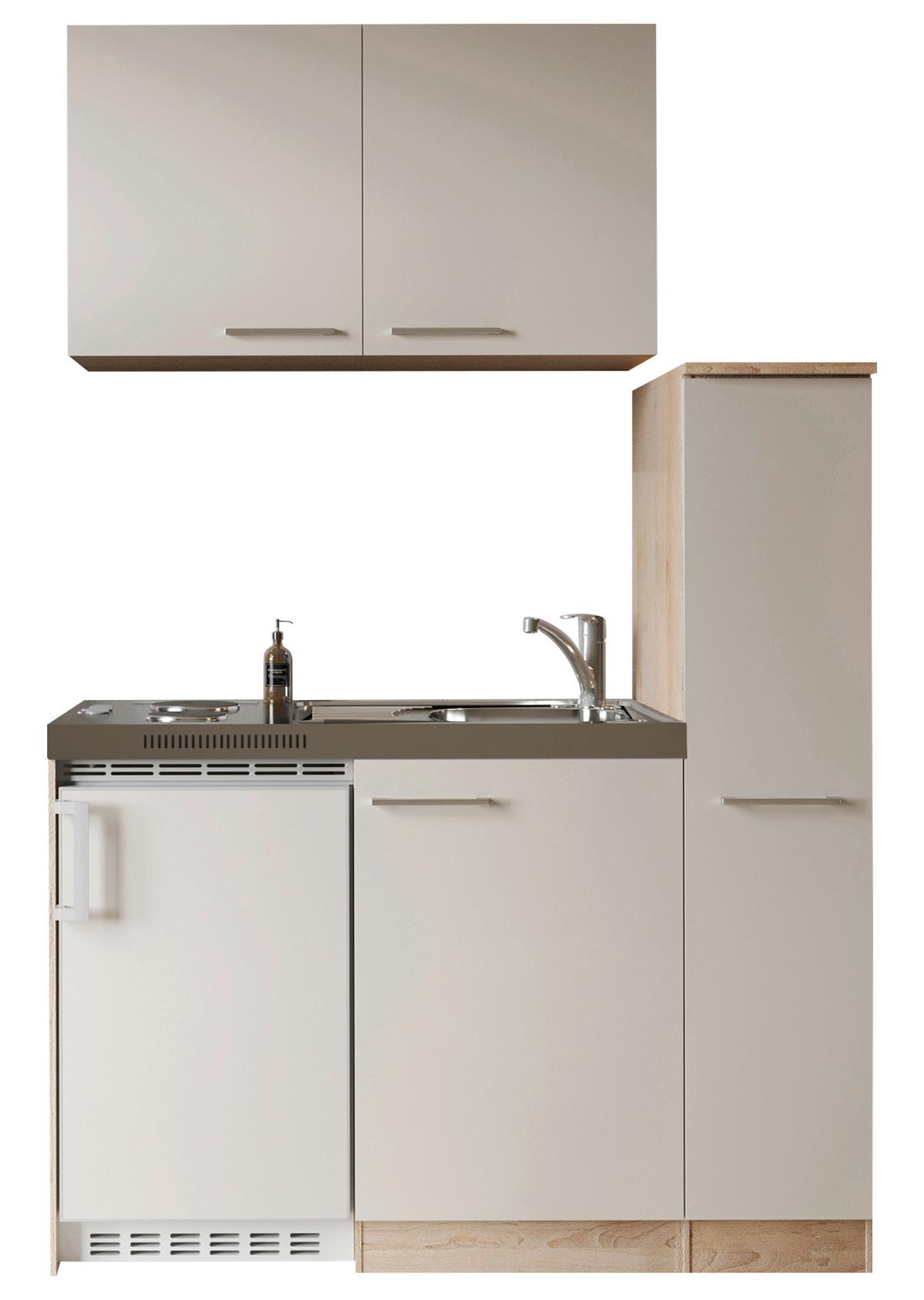 Miniküche Levin m. Geräten B: ca. 100cm Kaschmir - Kaschmir/Eichefarben, Trend, Holzwerkstoff/Kunststoff (130cm) - Respekta