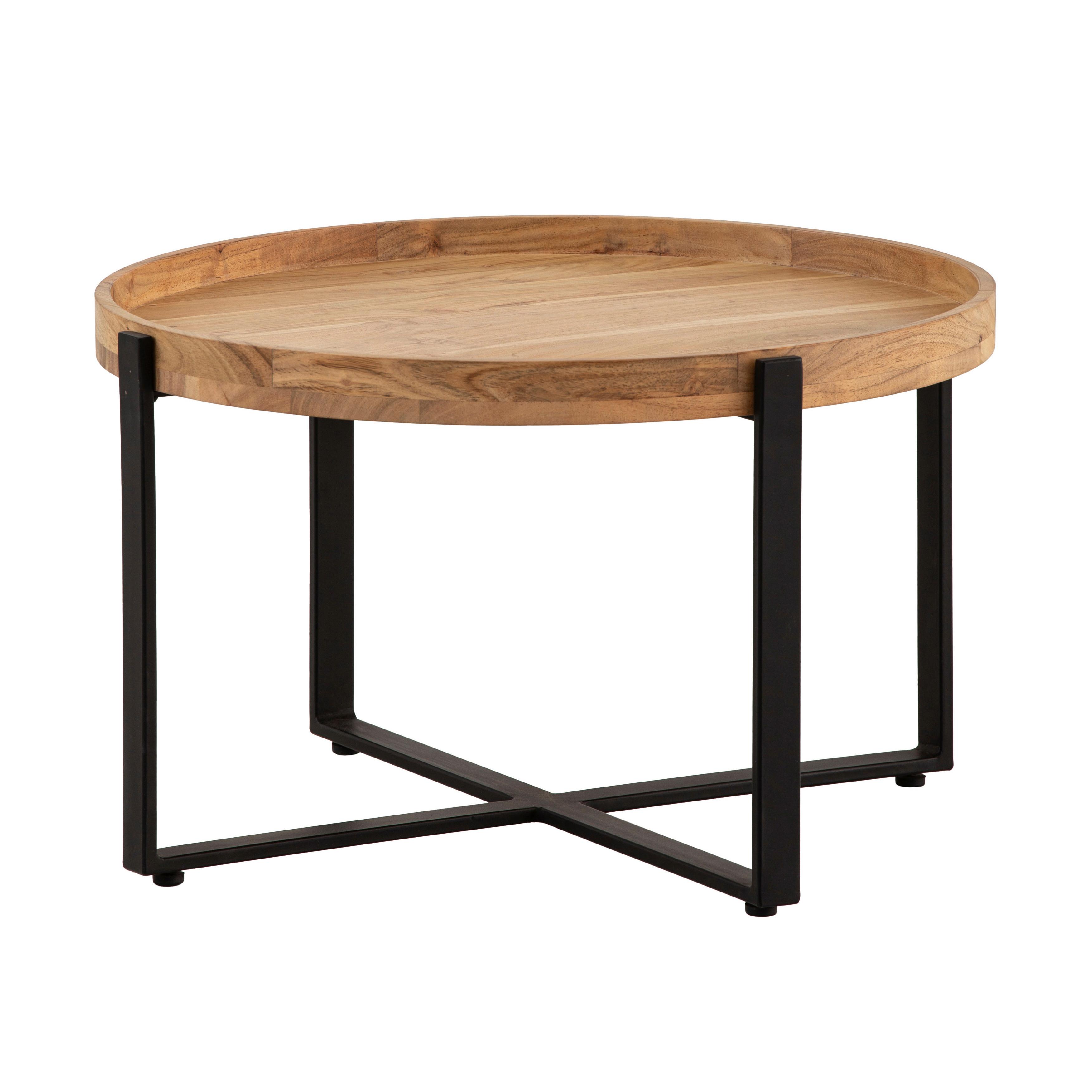 Klubska Miza Akazie, Pravi Les - črna/rjava, Design, kovina/les (60/36cm) - Livetastic