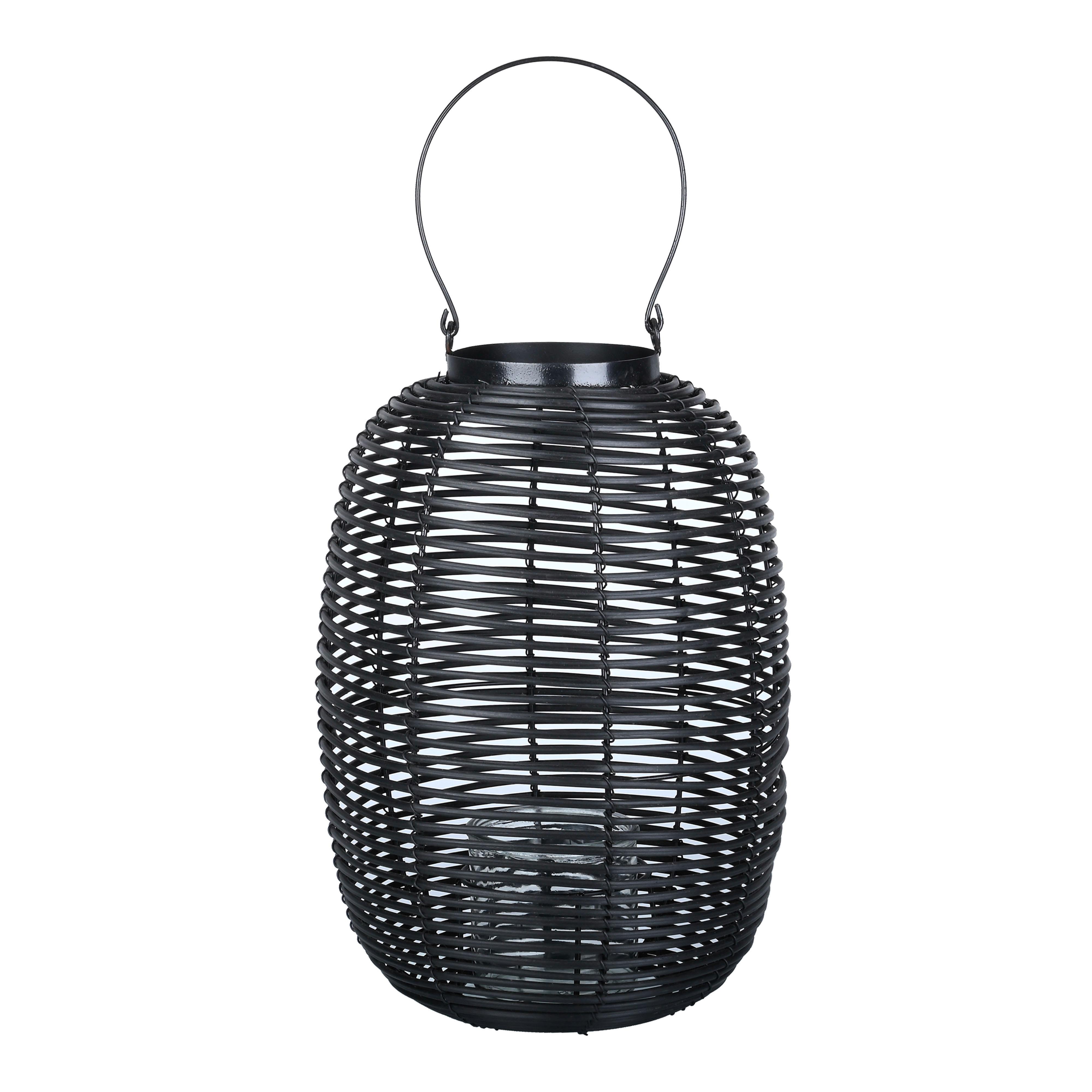 Lámpás Azije - fekete, Natur, műanyag/Üveg (26/40,5cm) - Zandiara