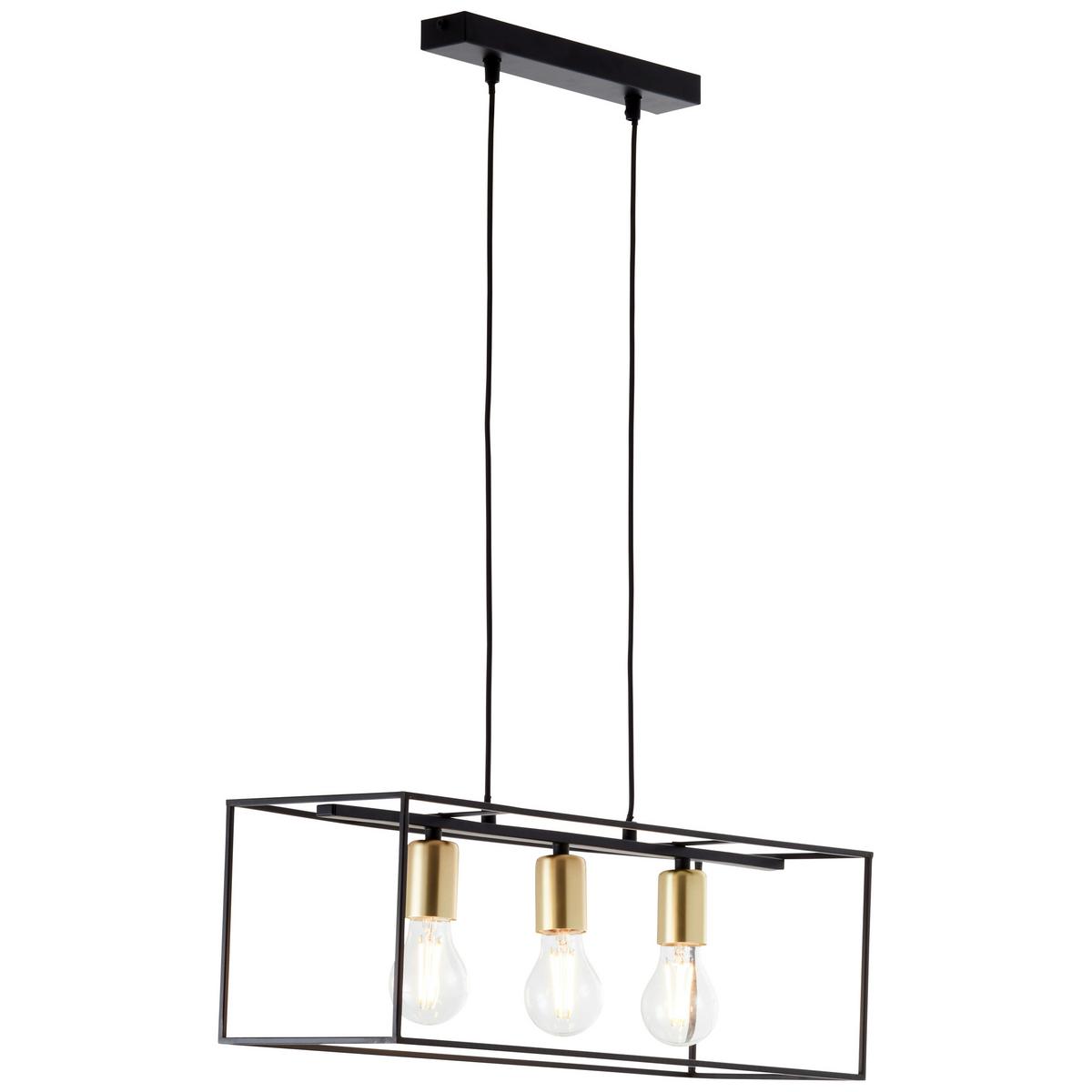 Hängeleuchte Arica Schwarz max. 60 Watt - Messingfarben/Schwarz, Basics, Metall (60/20/85,5cm) - Brilliant