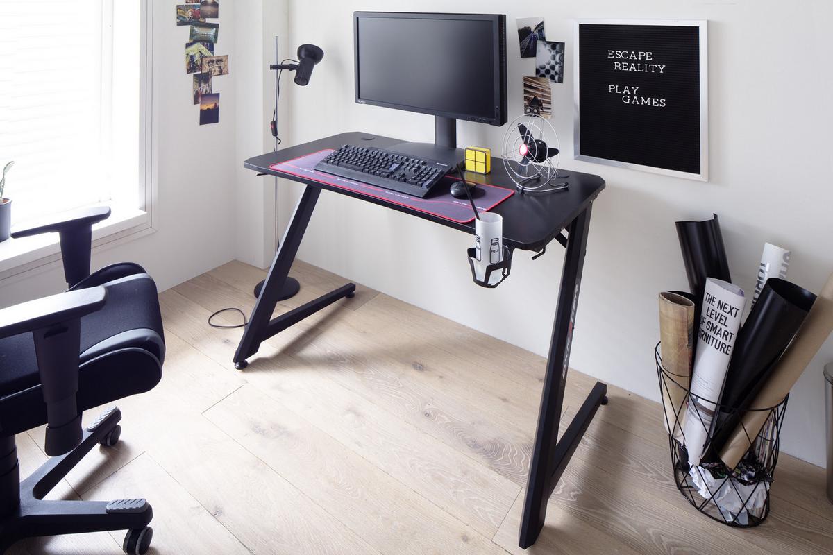 Gaming Tisch DX Racer 5 Schwarz - Schwarz, Design, Holzwerkstoff/Metall (111/75/60cm) - Dxracer