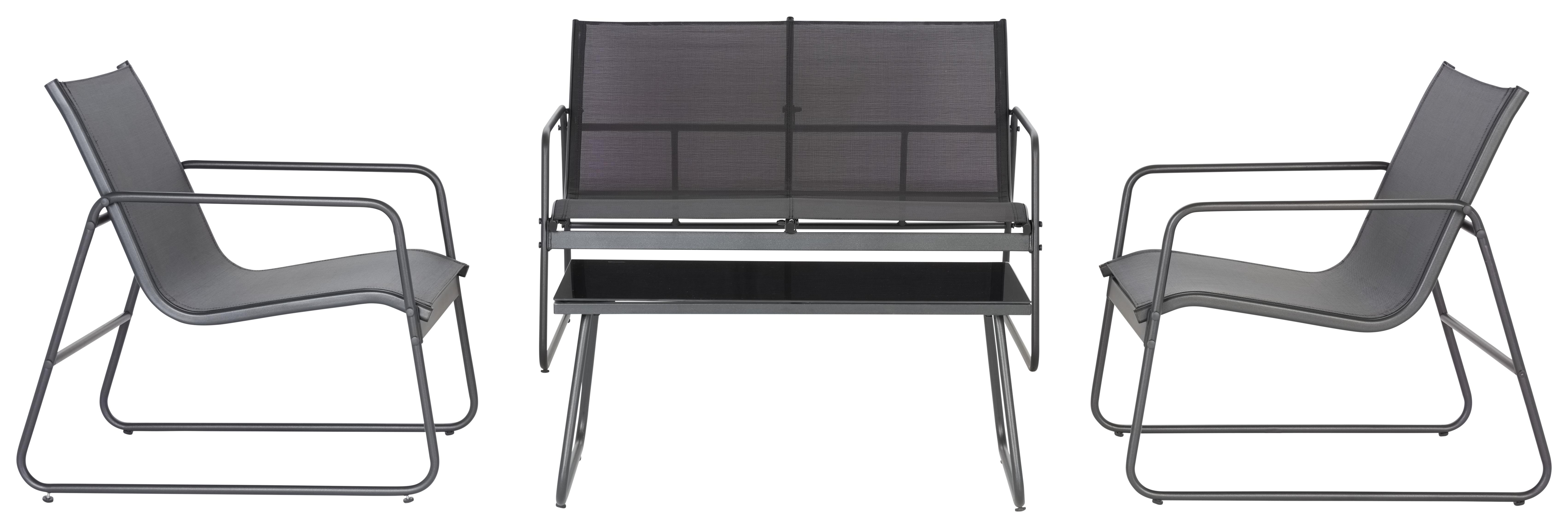 Lounge Garnitura Evelina - črna, Moderno, kovina/steklo (300/250/300cm) - Modern Living