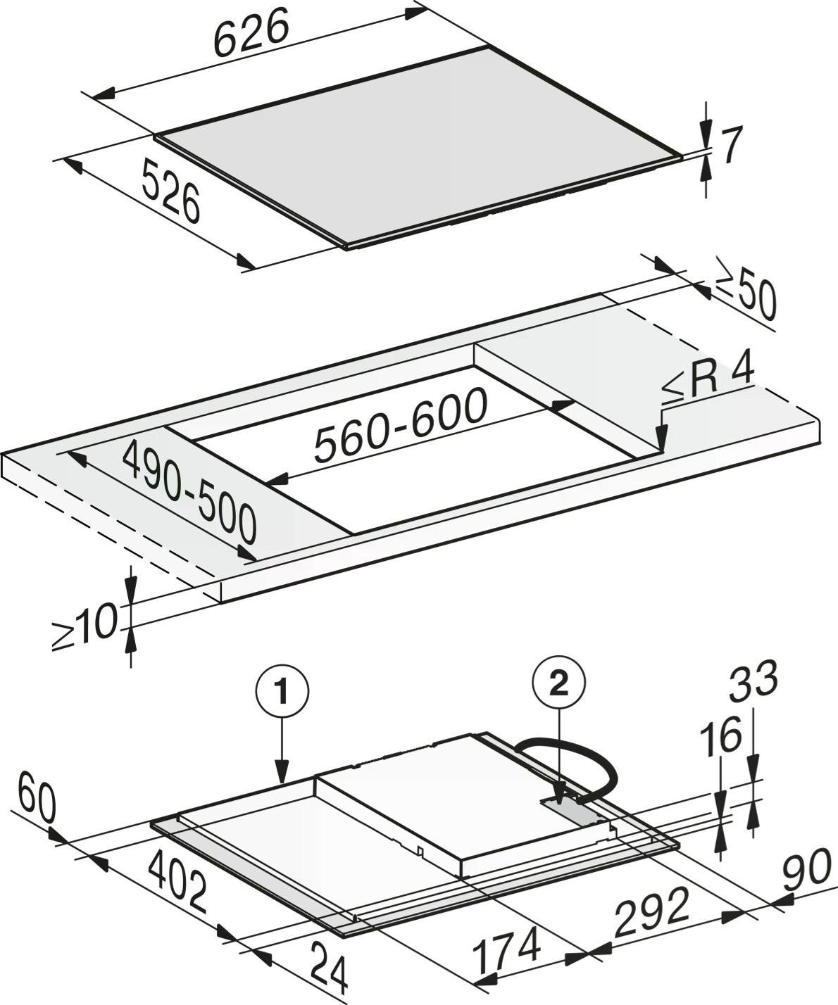 Induktionskochfeld KM7363FRED - Edelstahlfarben/Schwarz, MODERN (62,6/55/52,6cm) - Miele