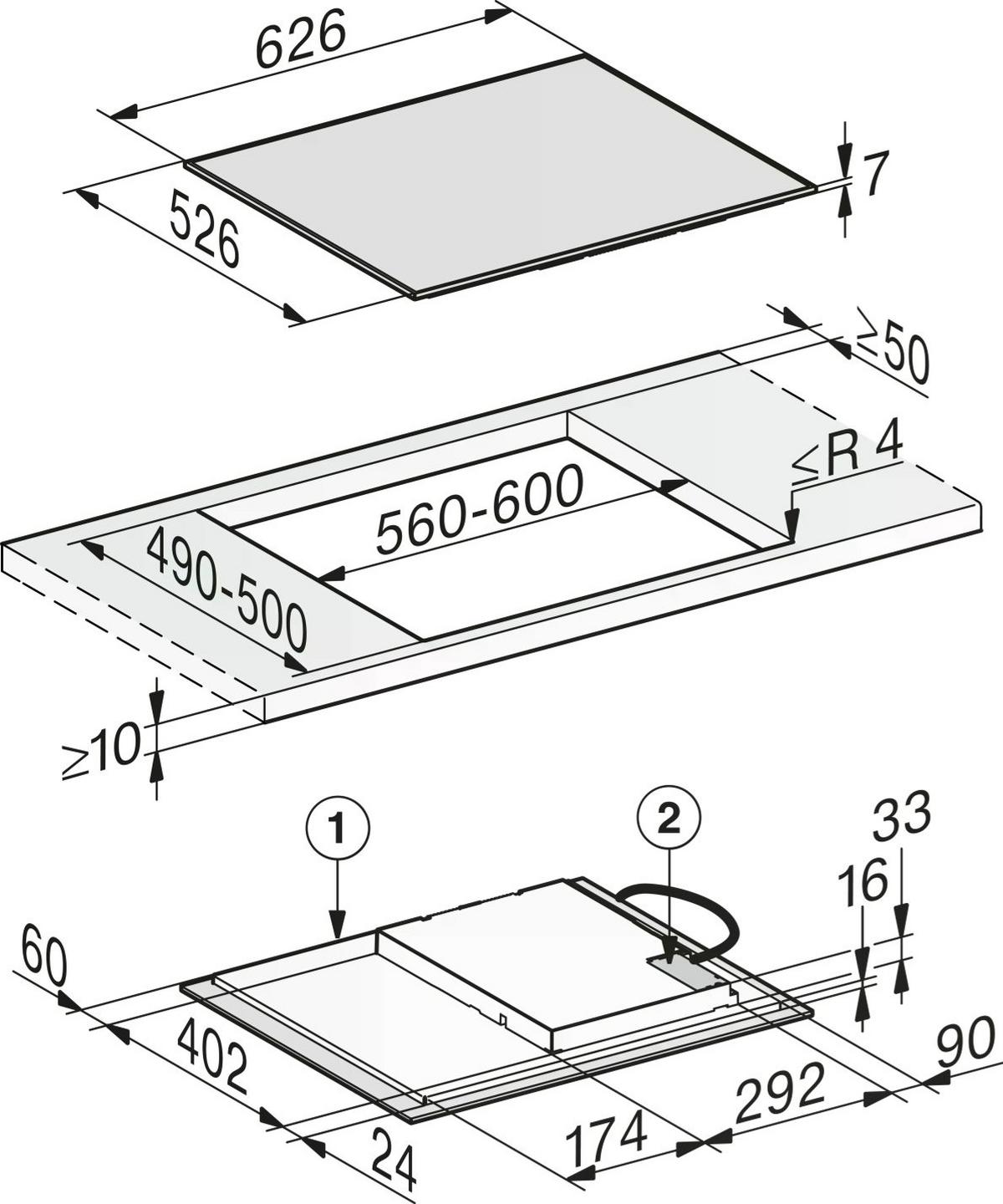Induktionskochfeld KM7363FRED - Edelstahlfarben/Schwarz, MODERN (62,6/55/52,6cm) - Miele