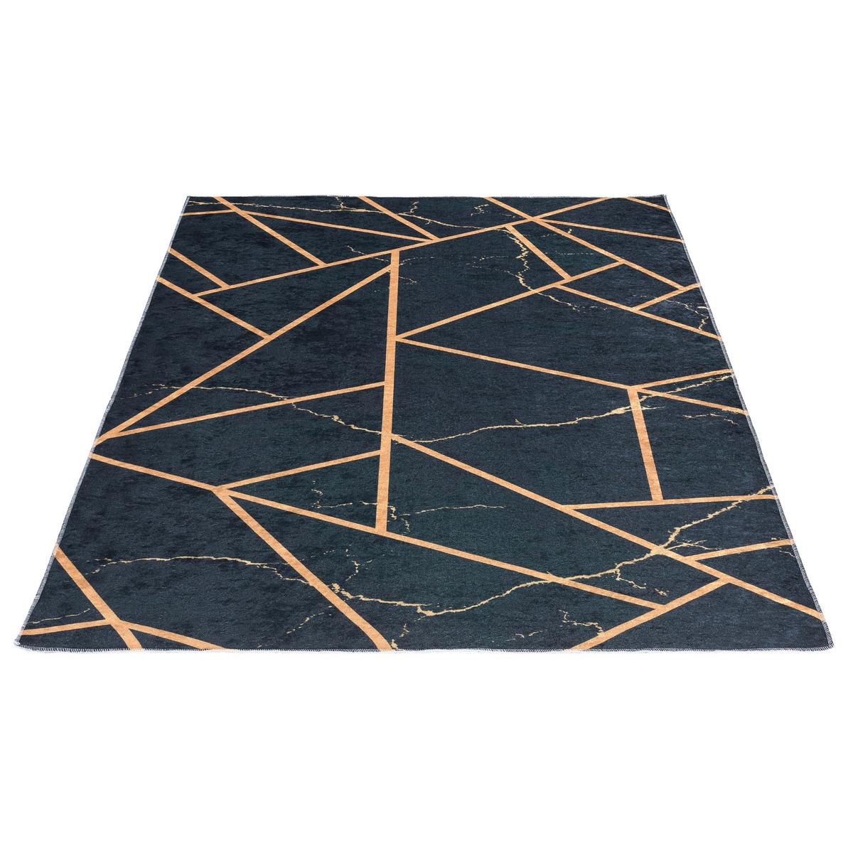 Webteppich Modern Gold in Schwarz ca. 80x150cm - Goldfarben/Schwarz, MODERN, Textil (80/150cm)