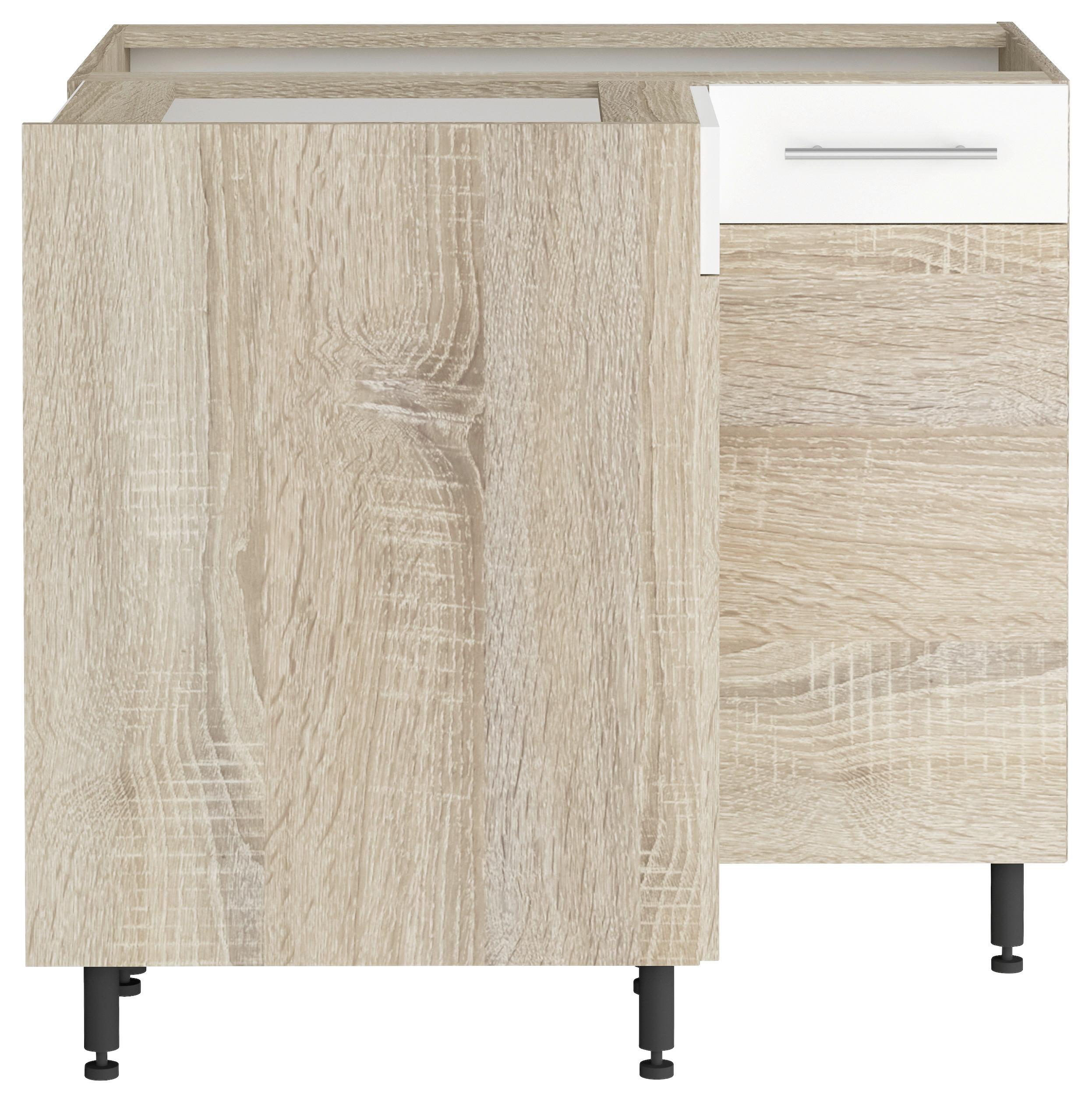 Ormar Kutni Donji Corina - bijela/boje hrasta, Moderno, metal/drvo (90/82,4/90cm) - Based