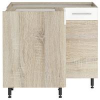 Alsó Sarokszekrény Corina - tölgyfa színű/fehér, Modern, műanyag/fa (90/82,4/90cm)