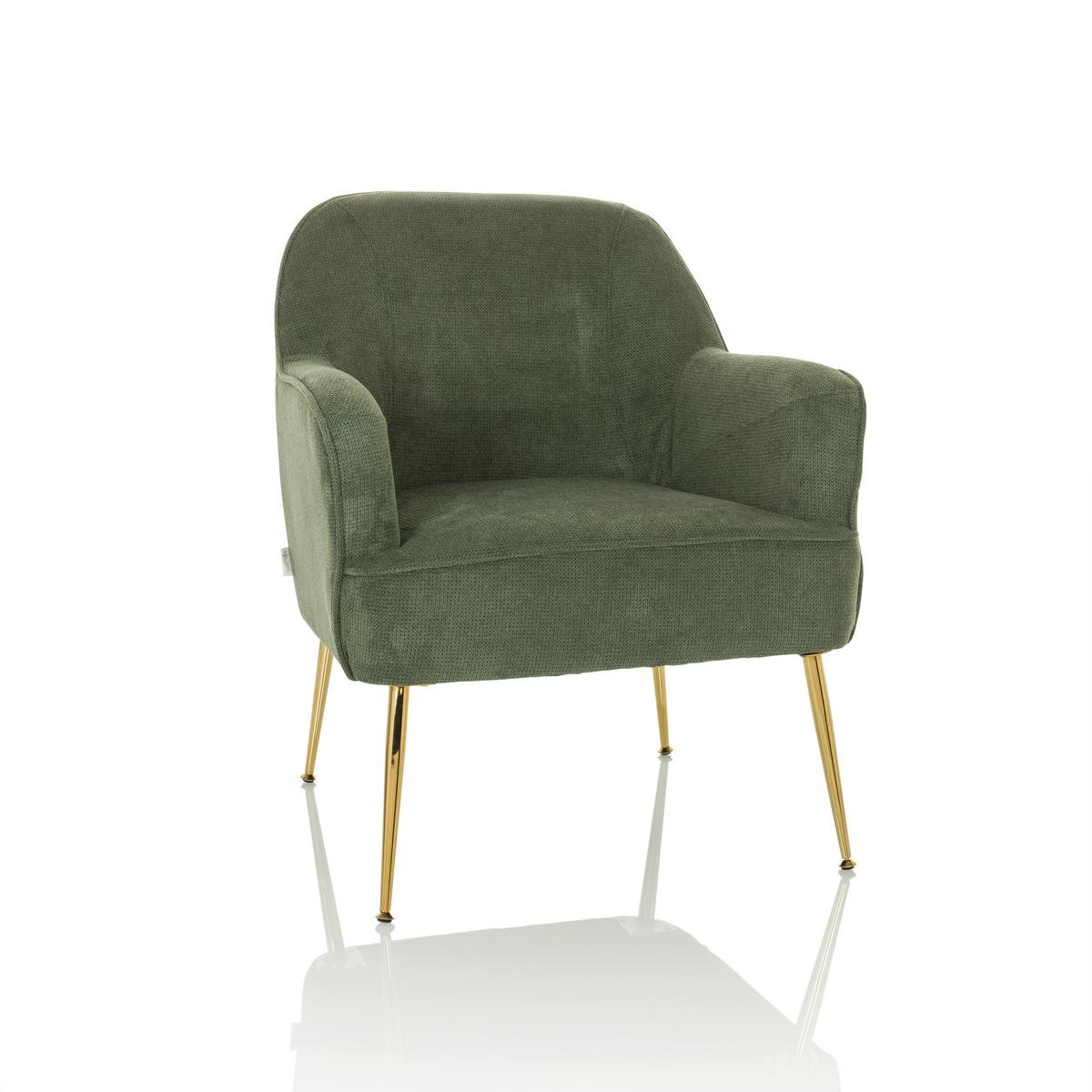 Naslanjač Thassos, Zelena - zelena, Moderno, kovina/tekstil (70/82/66cm) - MID.YOU