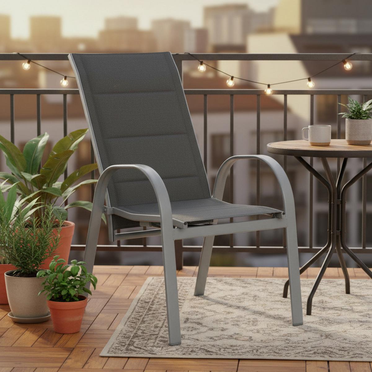 Stapelsessel Amalfi ca. 59x107 cm Alu Grau - Grau, MODERN, Kunststoff/Metall (59/107/71cm) - Gardenson