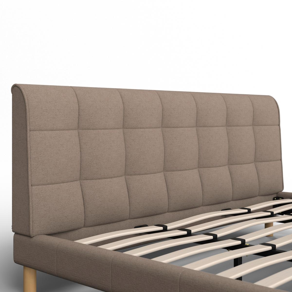 Oblazinjena Postelja Mara - sivobež/naravne barve, Moderno, kovina/tekstil (180/200cm) - Bessagi Home