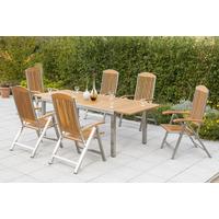 Gartentisch Keros Akazie ausziehbar ca. 240x100x74cm - Silberfarben/Akaziefarben, KONVENTIONELL, Holz/Metall (180-240/100/74cm) - Gardenson