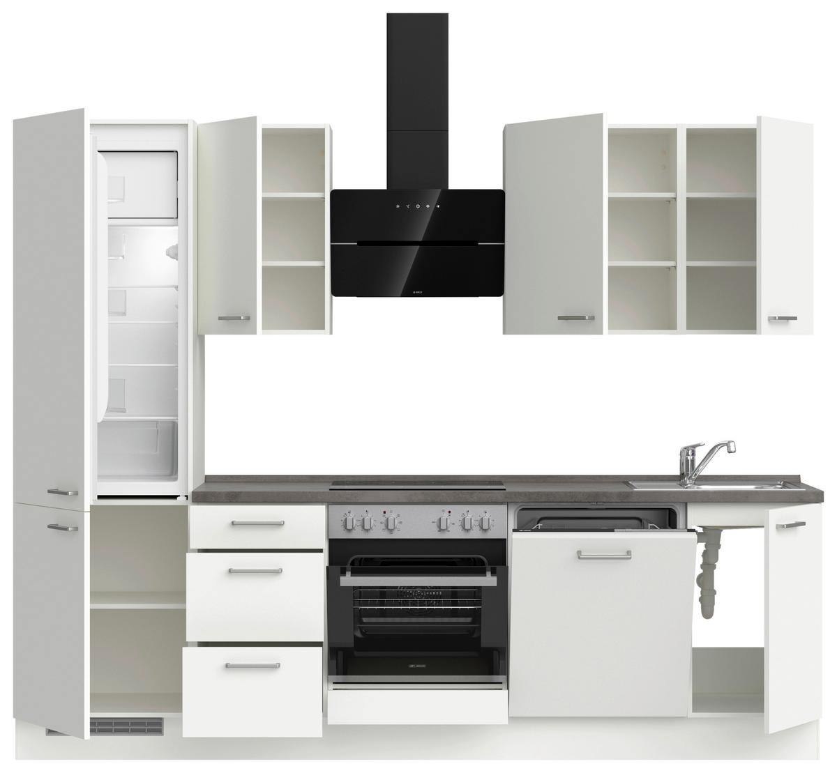 Küchenleerblock Touch High o. Geräte Weiß - Edelstahlfarben/Weiß, MODERN, Holzwerkstoff/Metall (270cm) - Nobilia