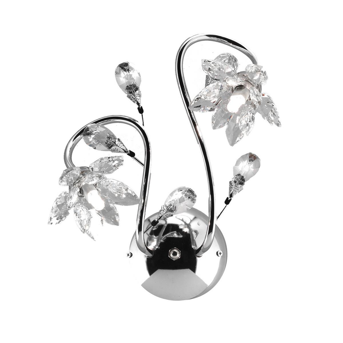 Wandleuchte Ninfea Chromfarben max. 3 Watt - Chromfarben, KONVENTIONELL, Glas/Metall (25/35cm)