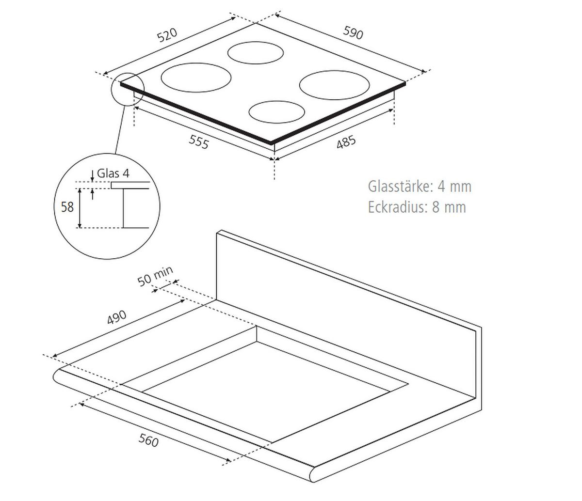 Induktionskochfeld Sistant IK6004 Schwarz - Schwarz, KONVENTIONELL, Glas (59,0/5,8/52,0cm) - Sistant