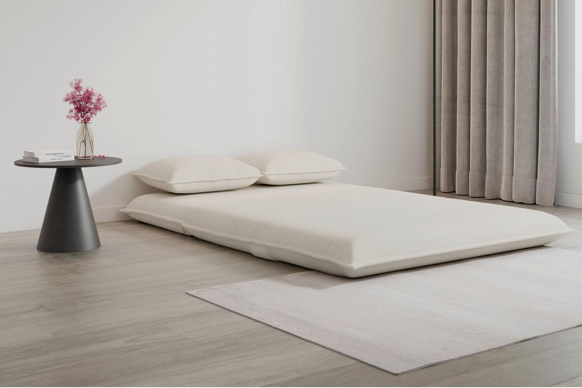 Schlafsofa Macy Bouclé Weiß - Weiß, MODERN, Textil/Metall (140/35/63cm) - Bessagi Home