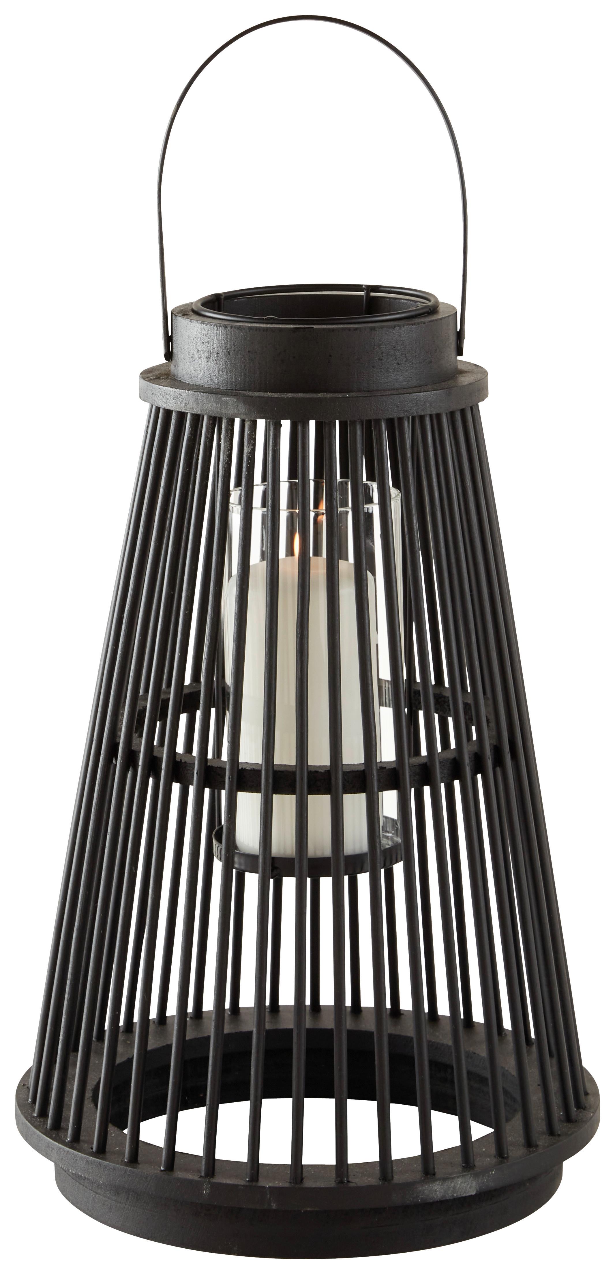 Laterna Gonzalo - črna/prosojno, Konvencionalno, kovina/steklo (24/36,5cm) - Zandiara