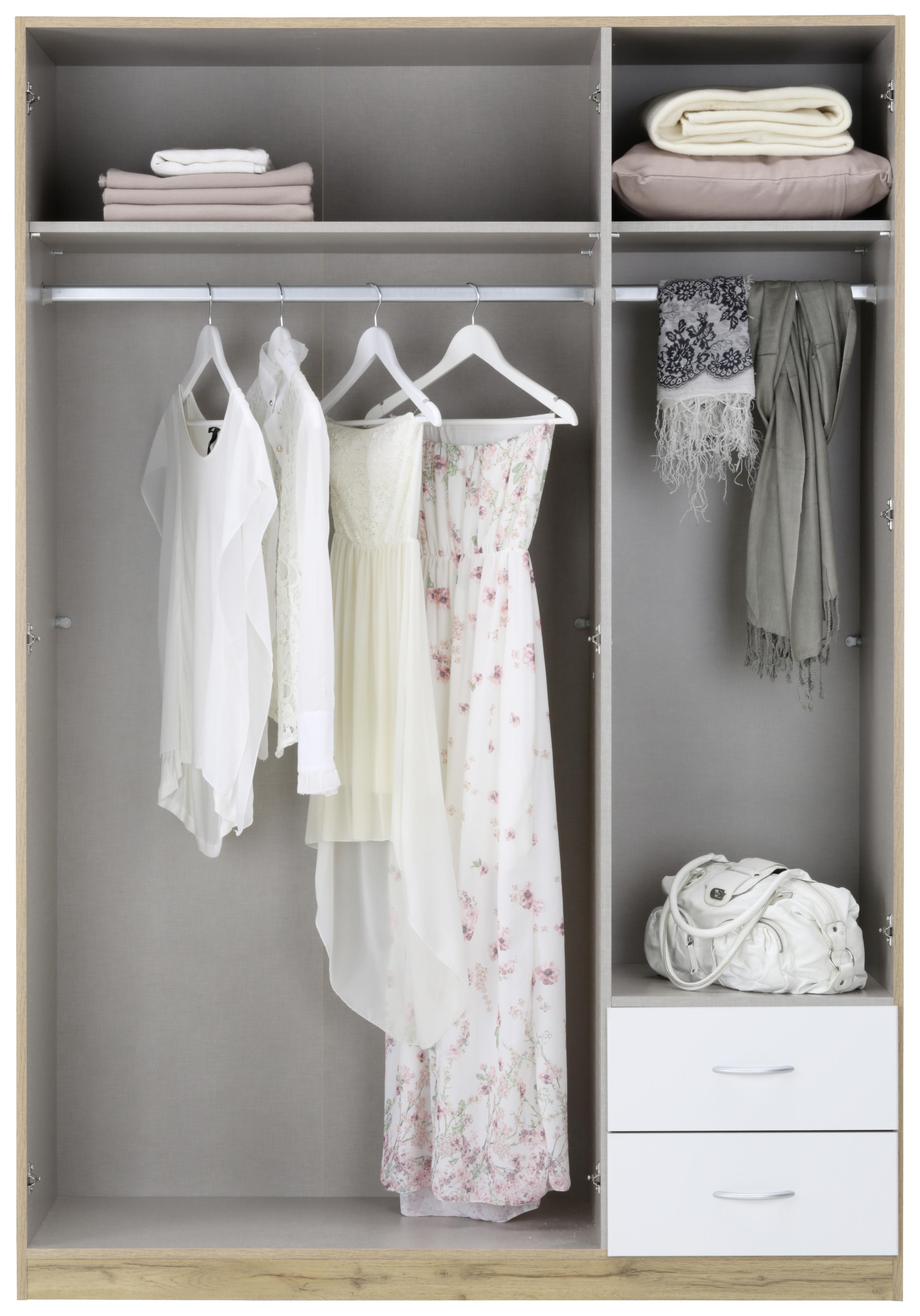 Omara Za Oblačila Case - aluminij/hrast, Moderno, umetna masa/leseni material (136/197/54cm) - Modern Living