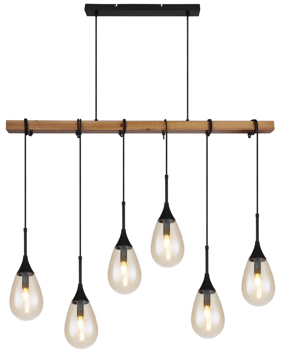 LAMPA WISZĄCA 15567-6 - czarny/brązowy, Natur, tworzywo sztuczne/metal (115/12/120cm) - Globo