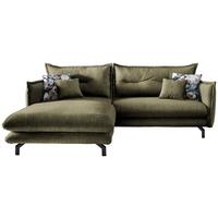 Wohnlandschaft Lava Grün Velours - Türkis/Schwarz, MODERN, Textil/Metall (180/255cm) - Livetastic