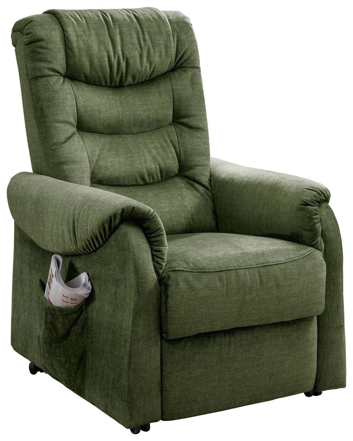 Fernsehsessel Nino Dunkelgrün Velours - Dunkelgrün/Schwarz, Design, Kunststoff/Textil (76/106/94cm) - Livetastic