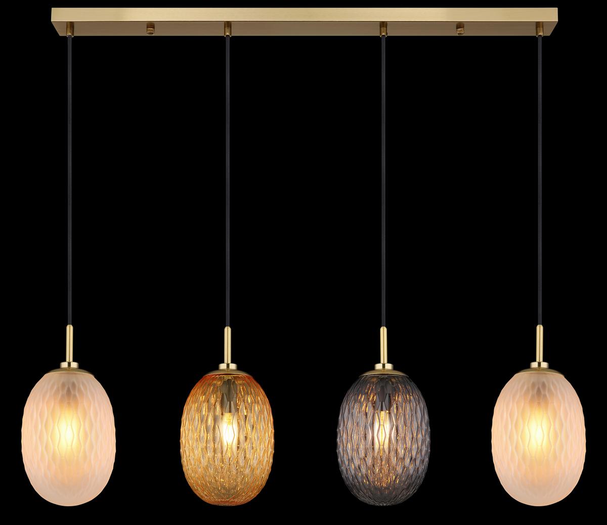 HÄNGELEUCHTE 15899-4H - Weiss/Goldfarben, Basics, Glas/Textil (96/15/120cm) - Globo