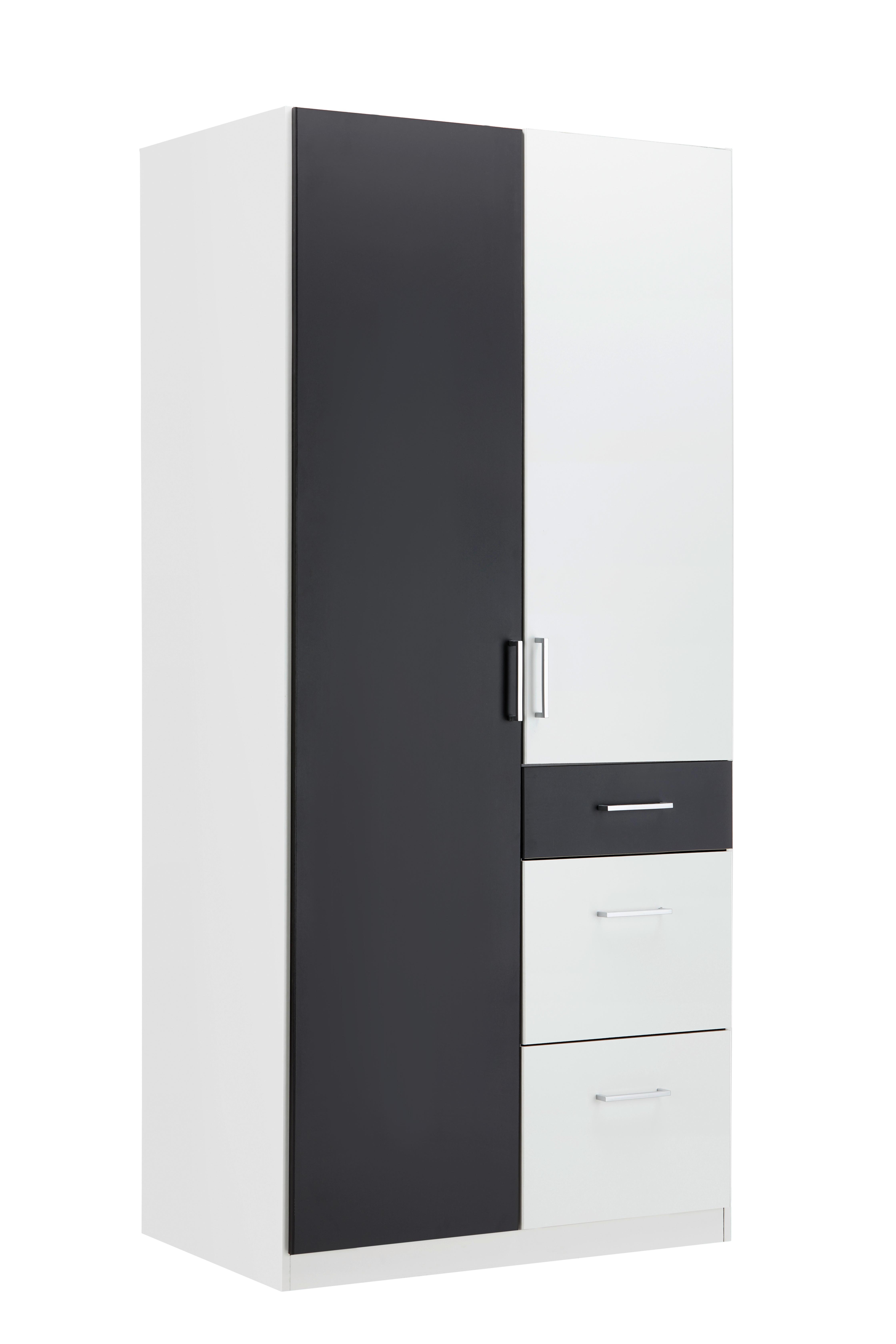 Omara S Klasičnimi Vrati Click Barva Grafita, Bela - bela/barve aluminija, Konvencionalno, umetna masa/leseni material (91/199/58cm) - Top ponudba