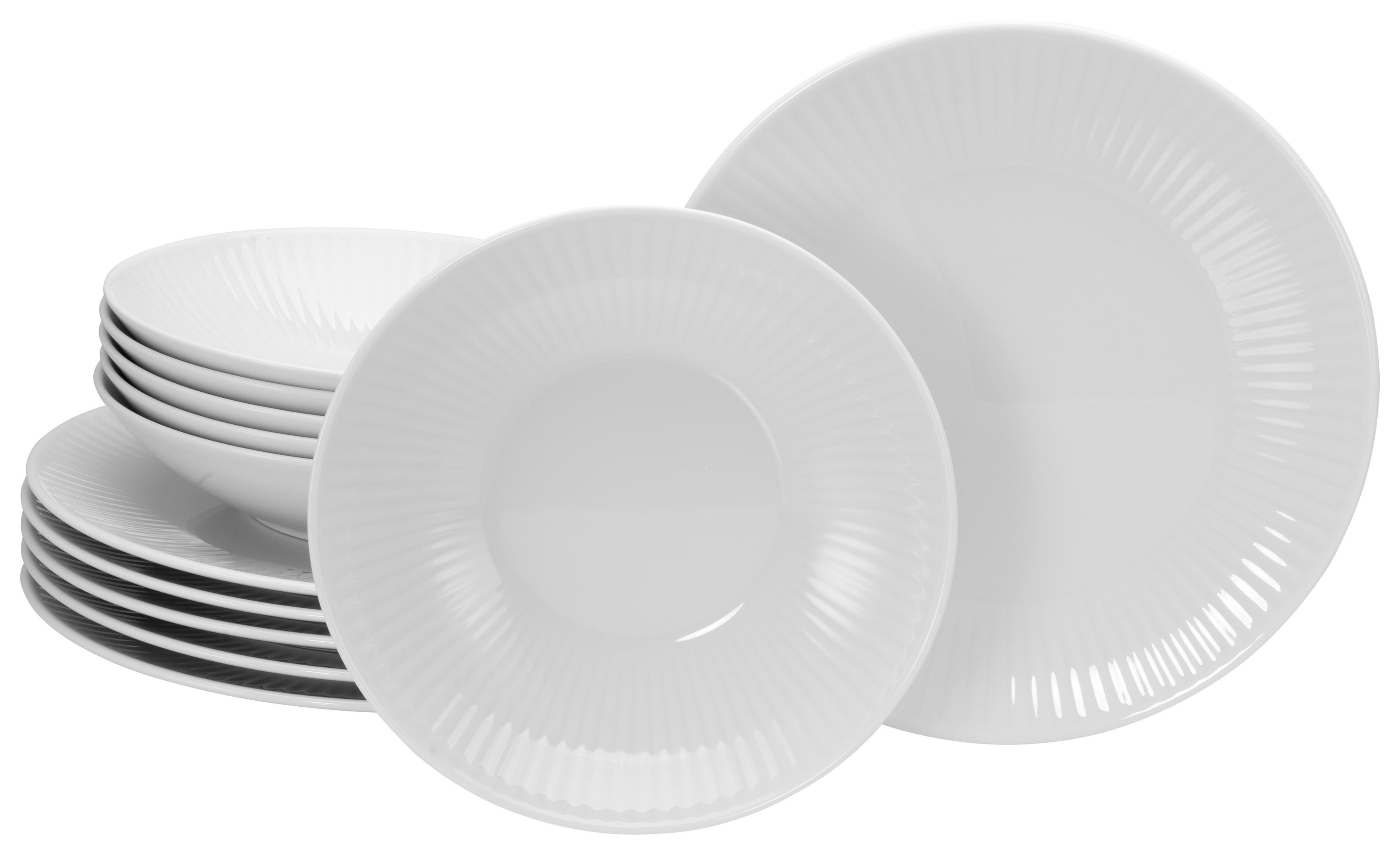 Jedilni Servis Valencia, 12-Delni - bela, Design, keramika - Creatable