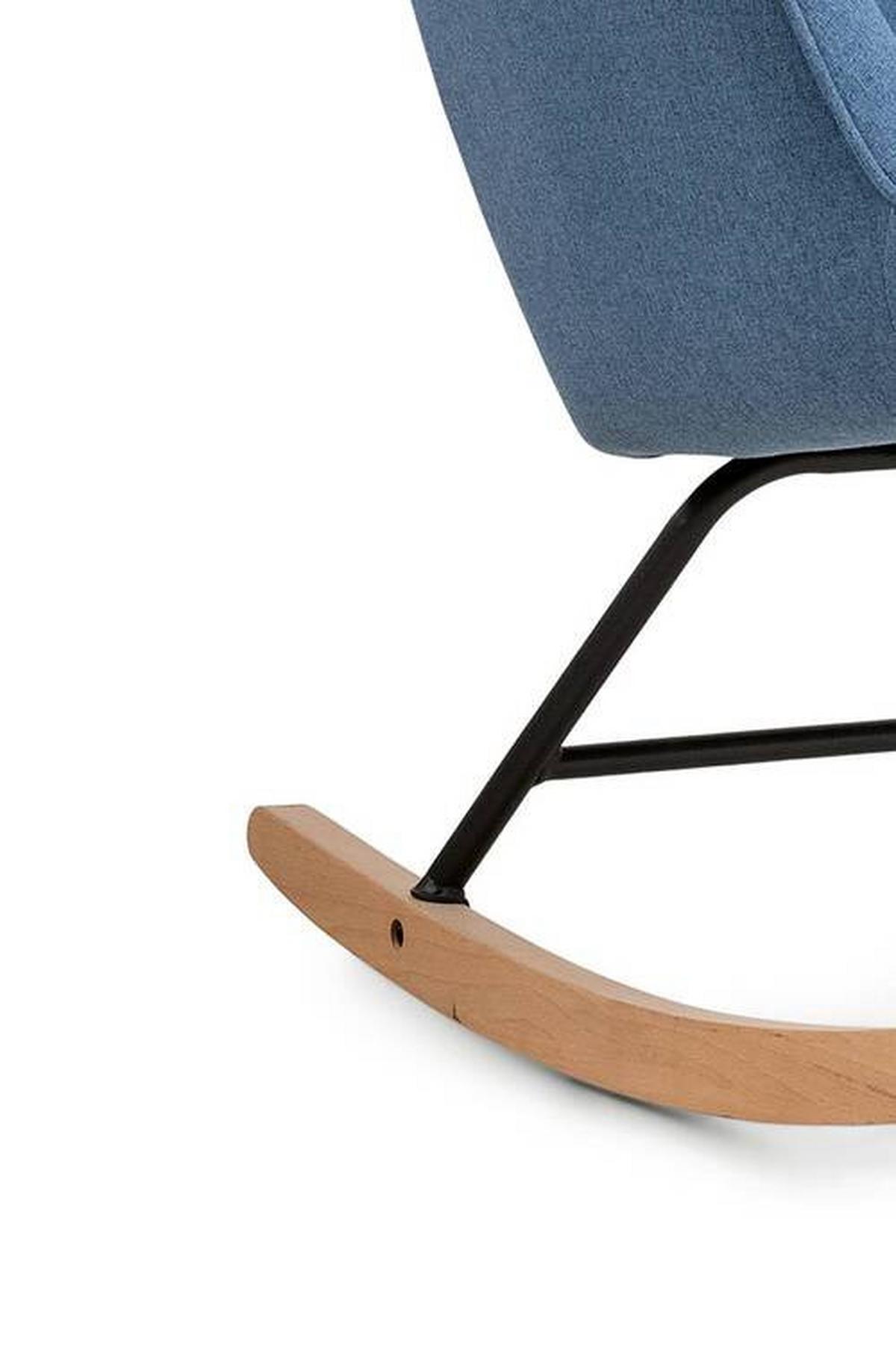 Schaukelsessel Richie Blau, Webstoff - Blau/Buchefarben, MODERN, Holz/Textil (72/92/92cm) - MID.YOU