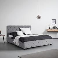 Polsterbett Lina Grau ca. 180x200 cm - Schwarz/Grau, MODERN, Holz/Kunststoff (180/200cm) - Bessagi Home