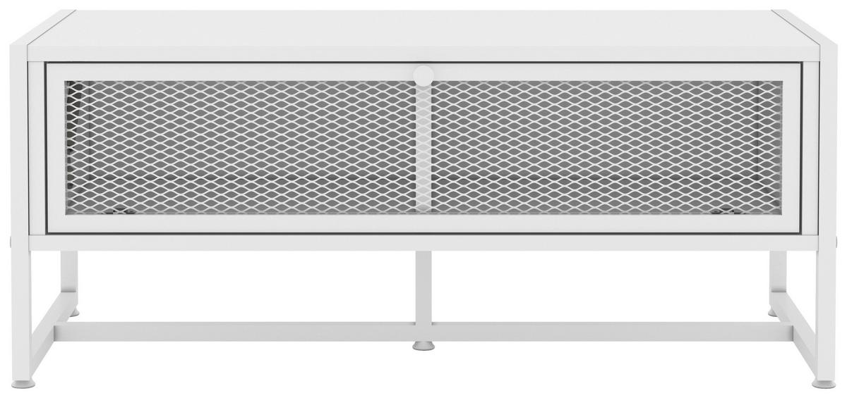 ŁAWKA Z PÓŁKĄ NA BUTY MELA - biały, Modern, metal/drewno (95/40/41cm) - P & B