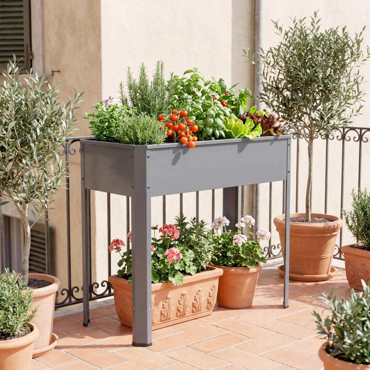 Hochbeet Vcm Hochbeet "balora L" - Schwarz, Modern, Metall (80/80/35cm)